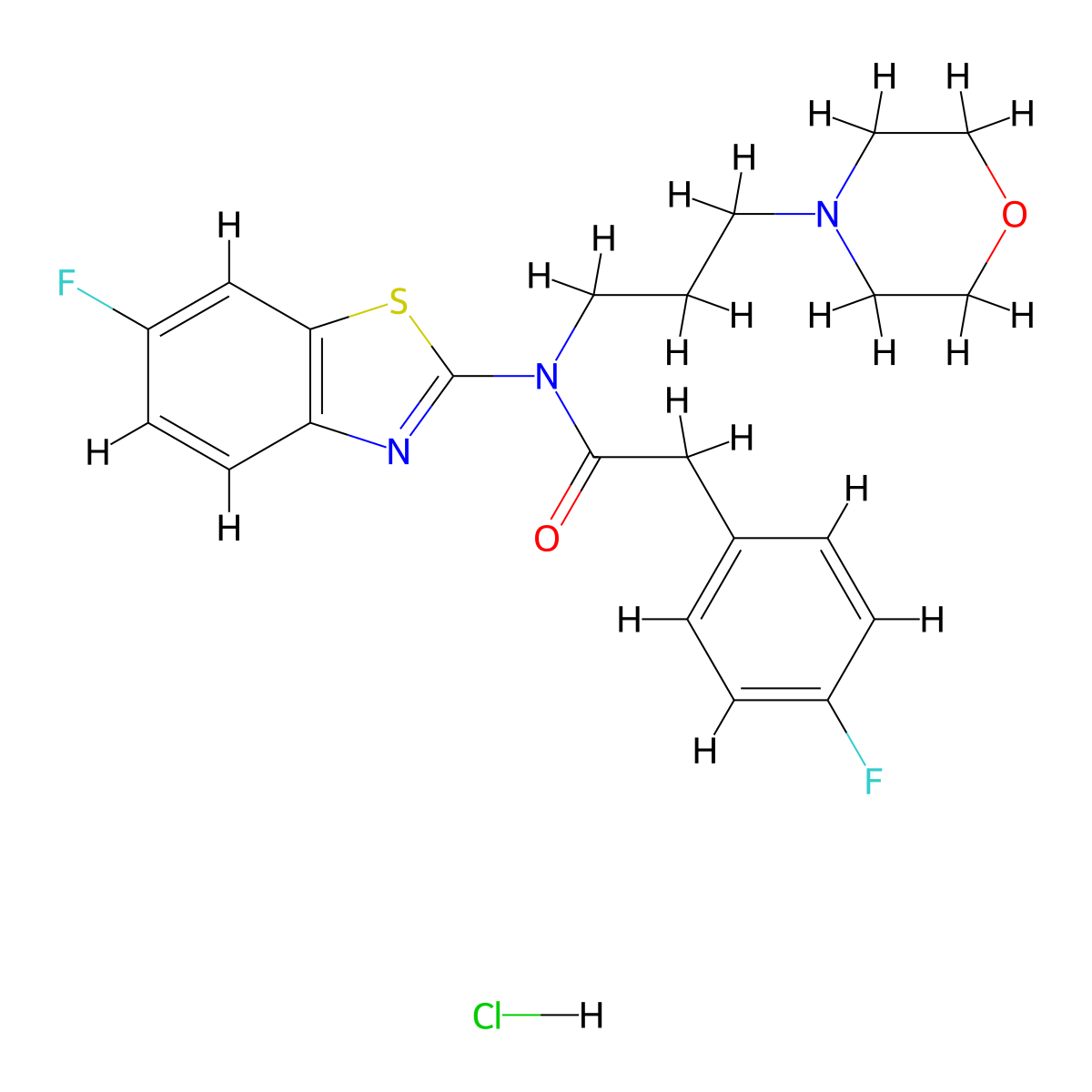 N-(6-fluorobenzo[d]thiazol-2-yl)-2-(4-fluorophenyl)-N-(3-morpholinopropyl)acetamide hydrochloride molecular structure, CAS 1219160-29-8