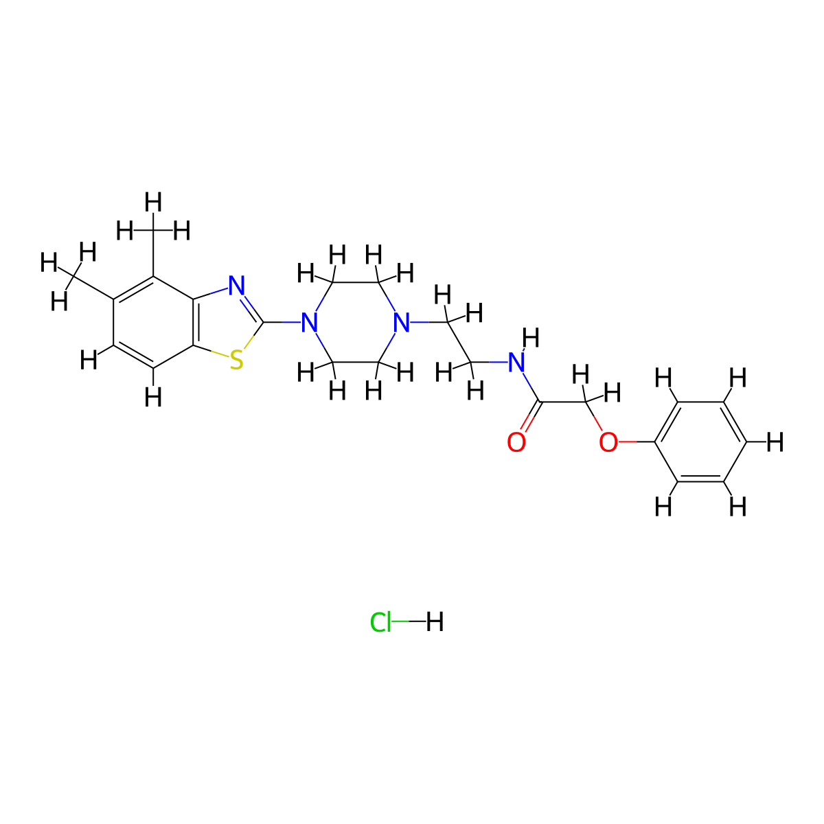 N-(2-(4-(4,5-dimethylbenzo[d]thiazol-2-yl)piperazin-1-yl)ethyl)-2-phenoxyacetamide hydrochloride molecular structure, CAS 1219160-47-0