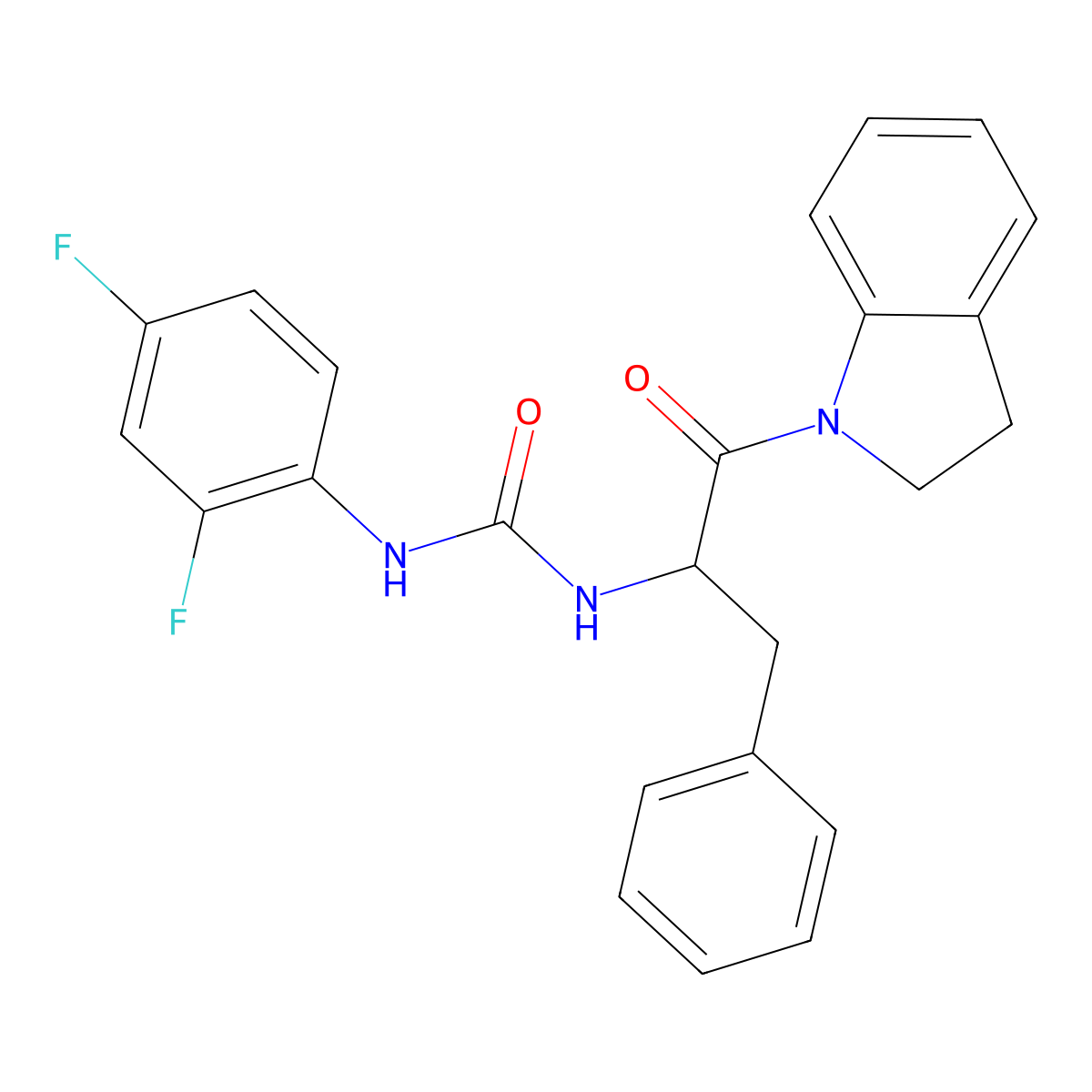 3-(2,4-Difluorophenyl)-1-[1-(2,3-dihydro-1H-indol-1-YL)-1-oxo-3-phenylpropan-2-YL]urea molecular structure, CAS 1219162-93-2
