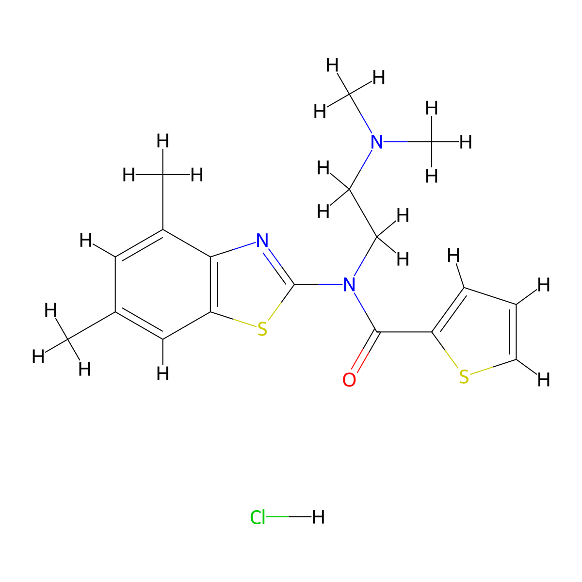 N-(2-(dimethylamino)ethyl)-N-(4,6-dimethylbenzo[d]thiazol-2-yl)thiophene-2-carboxamide hydrochloride molecular structure, CAS 1219163-03-7