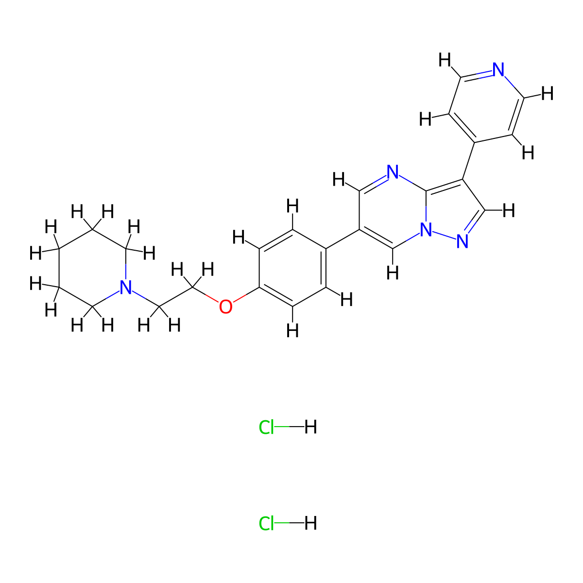 Dorsomorphin dihydrochloride molecular structure, CAS 1219168-18-9