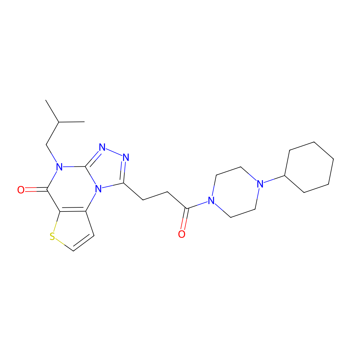 1-(3-(4-cyclohexylpiperazin-1-yl)-3-oxopropyl)-4-isobutylthieno[2,3-e][1,2,4]triazolo[4,3-a]pyrimidin-5(4H)-one molecular structure, CAS 1219170-70-3