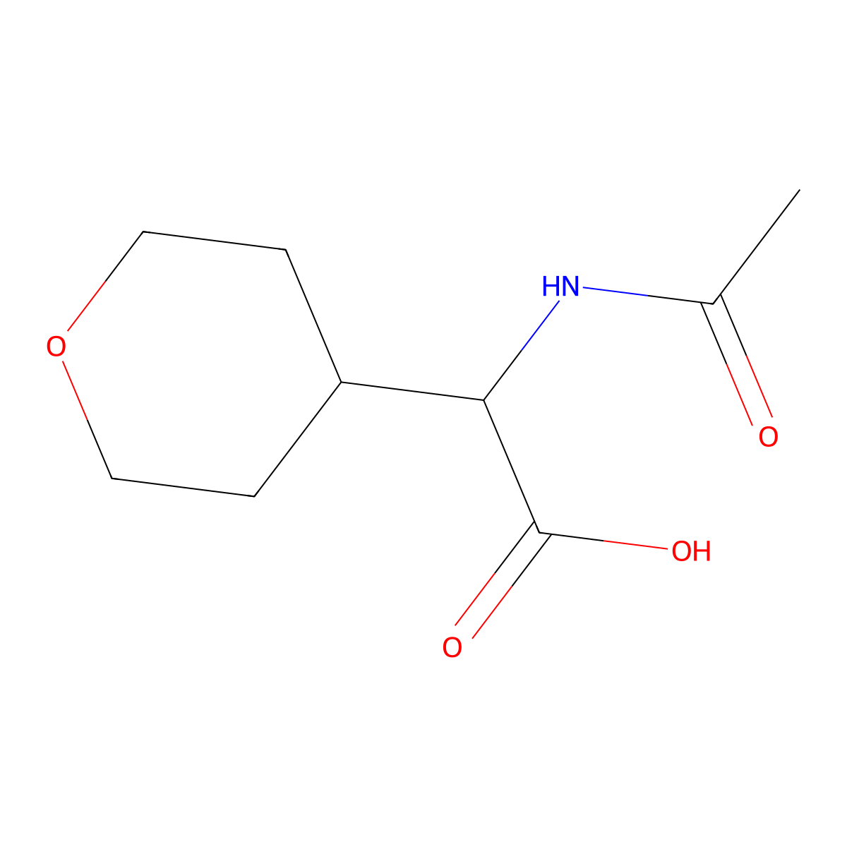 2-Acetamido-2-(tetrahydro-2H-pyran-4-yl)acetic acid molecular structure, CAS 1219171-26-2