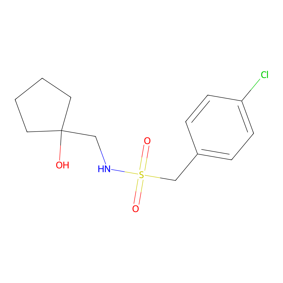 1-(4-chlorophenyl)-N-[(1-hydroxycyclopentyl)methyl]methanesulfonamide molecular structure, CAS 1219171-86-4