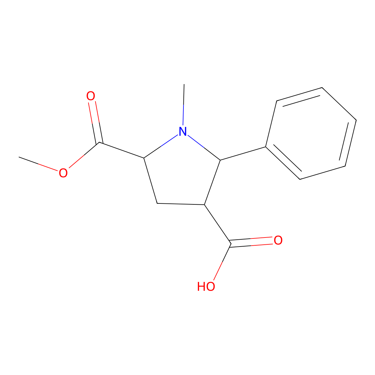 5-(Methoxycarbonyl)-1-methyl-2-phenyl-3-pyrrolidinecarboxylic acid molecular structure, CAS 1219172-20-9