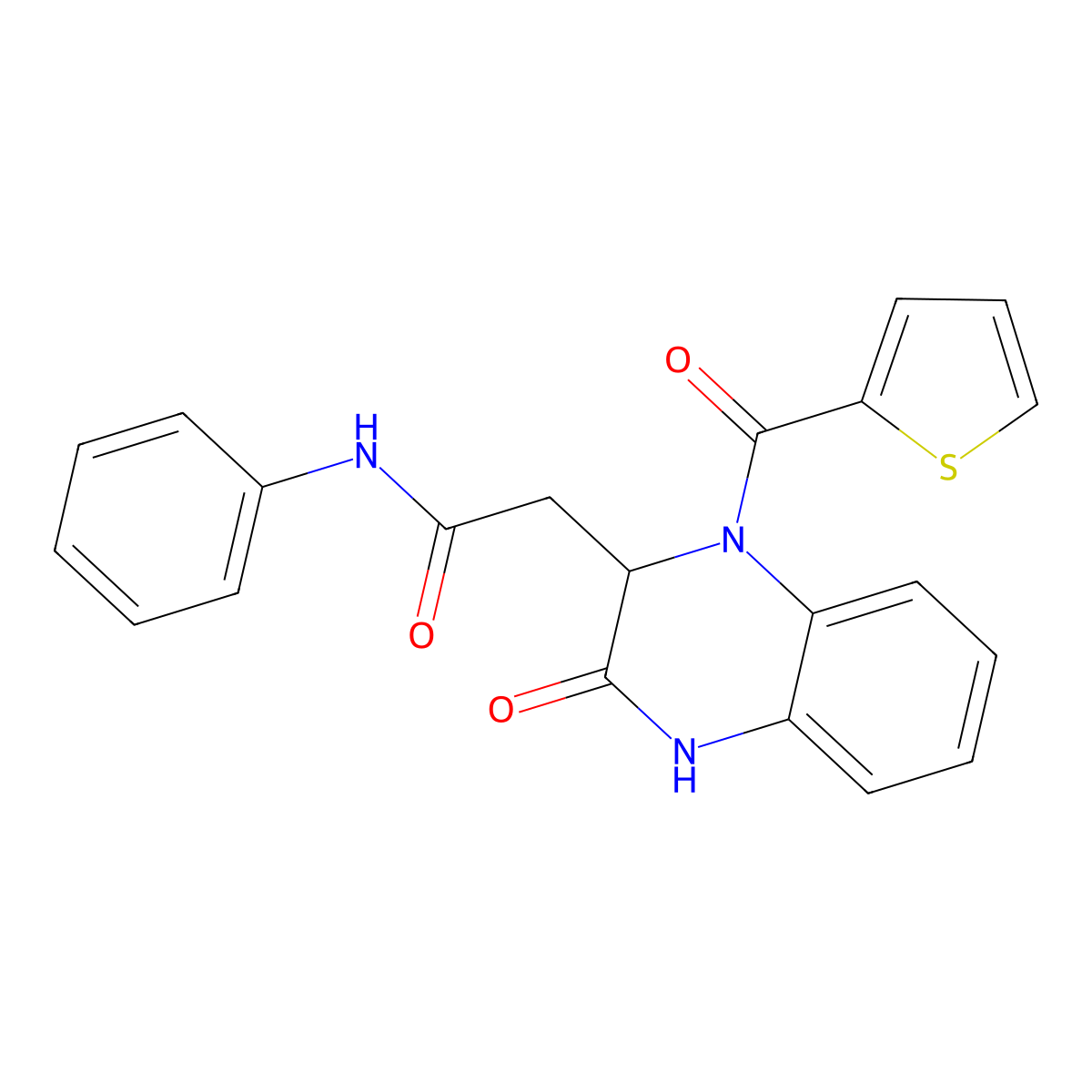 2-[3-oxo-1-(2-thienylcarbonyl)-1,2,3,4-tetrahydro-2-quinoxalinyl]-N~1~-phenylacetamide molecular structure, CAS 1219173-75-7