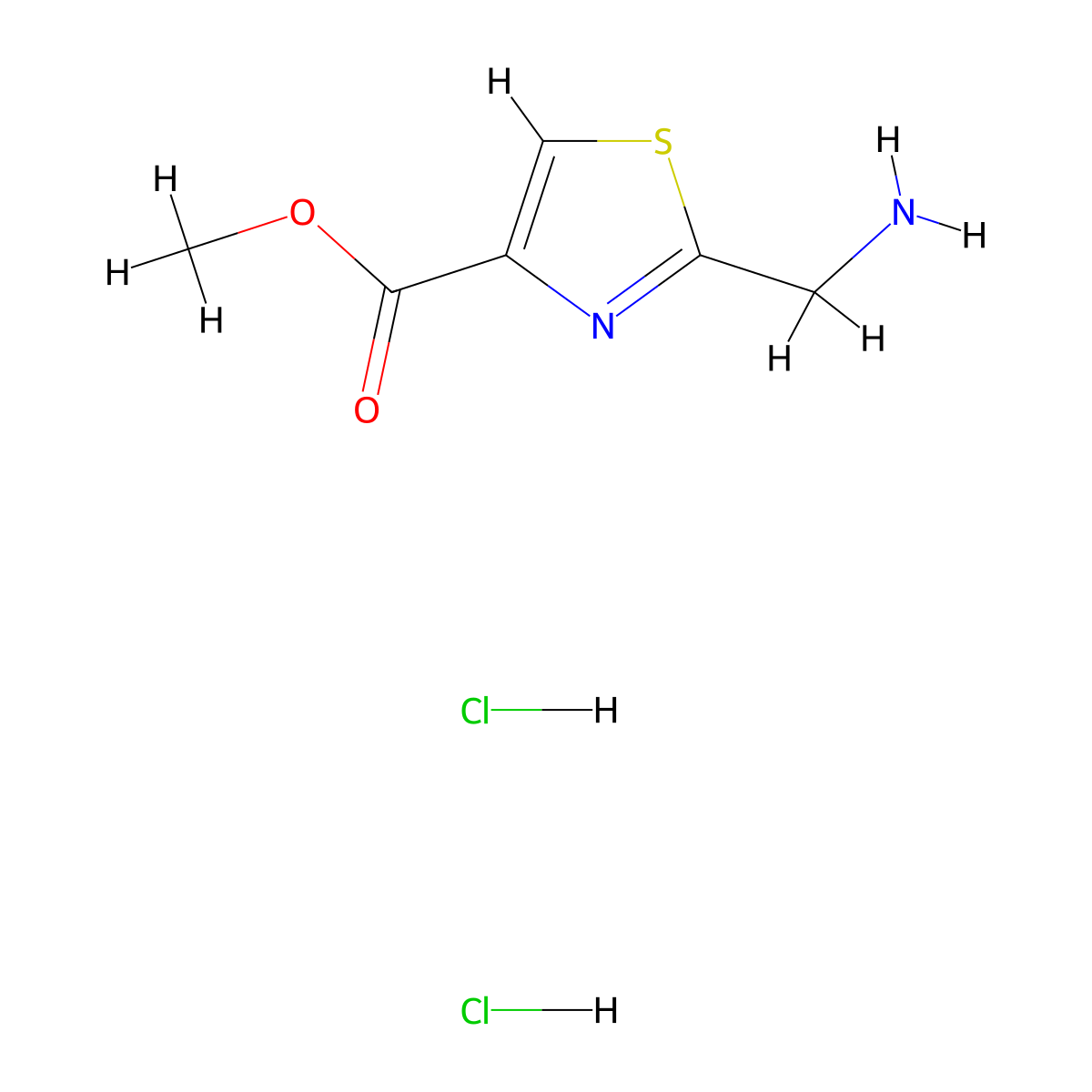 Methyl 2-(aminomethyl)-1,3-thiazole-4-carboxylate dihydrochloride molecular structure, CAS 1219173-79-1