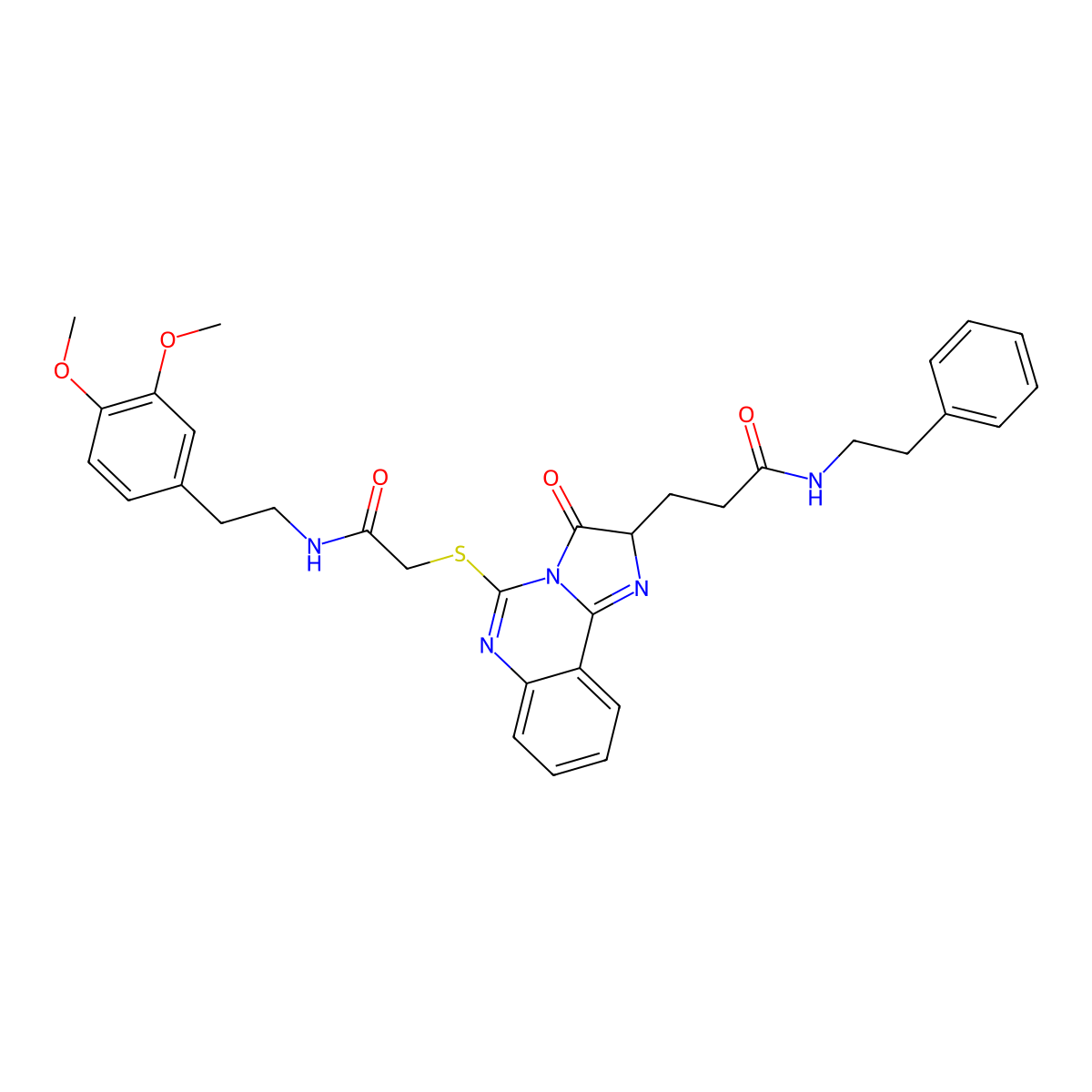 3-{5-[({[2-(3,4-dimethoxyphenyl)ethyl]carbamoyl}methyl)sulfanyl]-3-oxo-2H,3H-imidazo[1,2-c]quinazolin-2-yl}-N-(2-phenylethyl)propanamide molecular structure, CAS 1219174-06-7