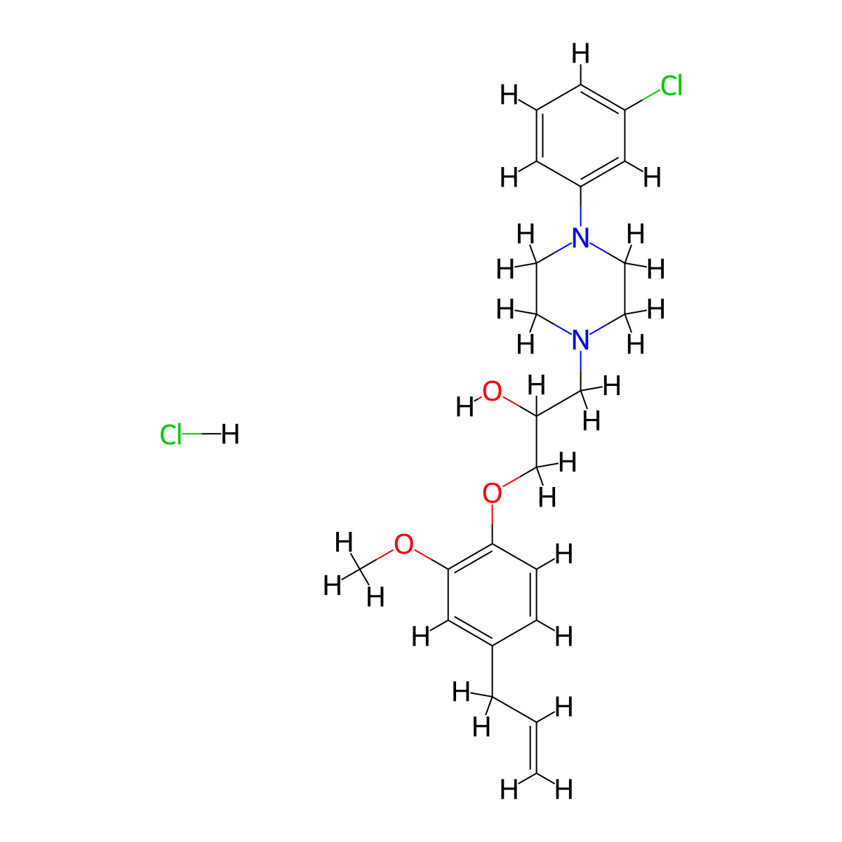 1-(4-Allyl-2-methoxyphenoxy)-3-(4-(3-chlorophenyl)piperazin-1-yl)propan-2-ol hydrochloride molecular structure, CAS 1219175-09-3