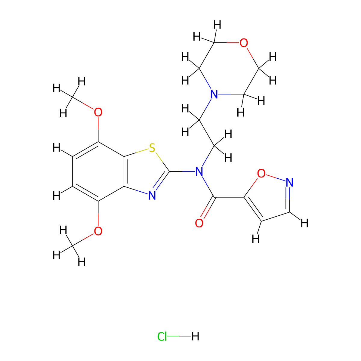 N-(4,7-dimethoxybenzo[d]thiazol-2-yl)-N-(2-morpholinoethyl)isoxazole-5-carboxamide hydrochloride molecular structure, CAS 1219175-63-9