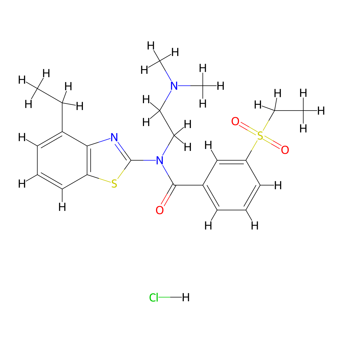 N-(2-(dimethylamino)ethyl)-N-(4-ethylbenzo[d]thiazol-2-yl)-3-(ethylsulfonyl)benzamide hydrochloride molecular structure, CAS 1219176-18-7