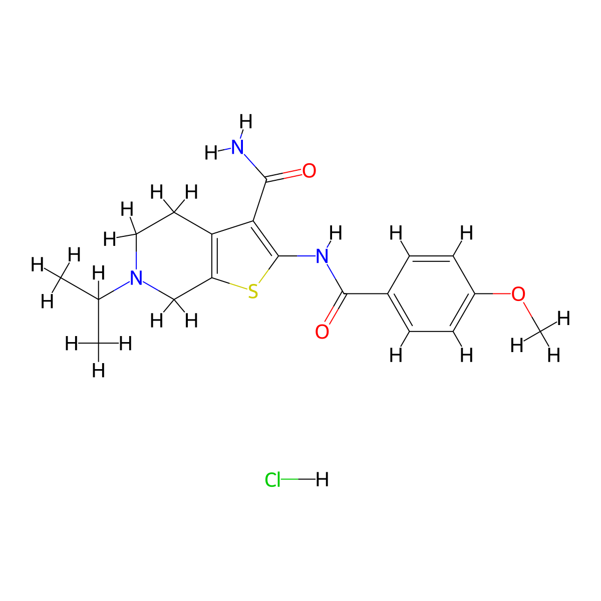 6-Isopropyl-2-(4-methoxybenzamido)-4,5,6,7-tetrahydrothieno[2,3-c]pyridine-3-carboxamide hydrochloride molecular structure, CAS 1219178-16-1
