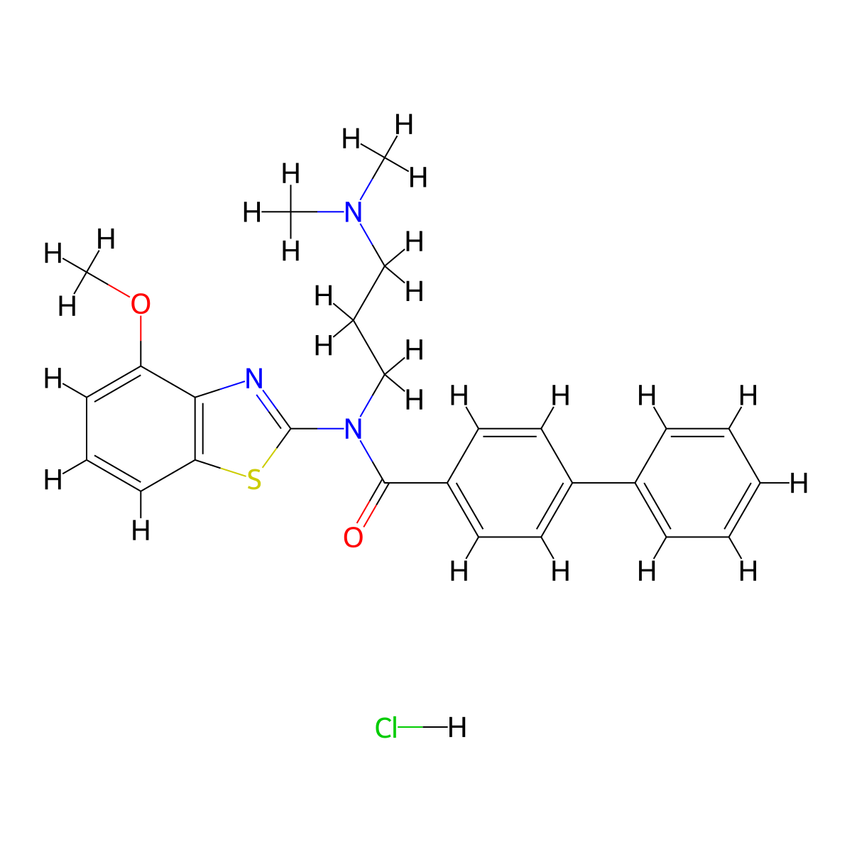 N-(3-(dimethylamino)propyl)-N-(4-methoxybenzo[d]thiazol-2-yl)-[1,1'-biphenyl]-4-carboxamide hydrochloride molecular structure, CAS 1219179-75-5