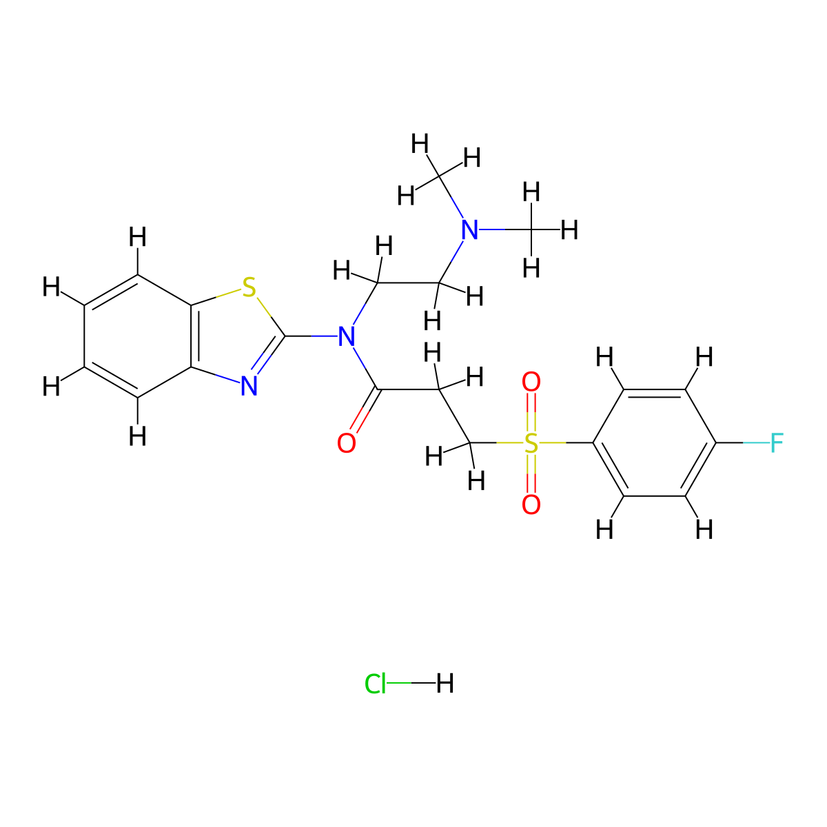 N-(benzo[d]thiazol-2-yl)-N-(2-(dimethylamino)ethyl)-3-((4-fluorophenyl)sulfonyl)propanamide hydrochloride molecular structure, CAS 1219179-87-9
