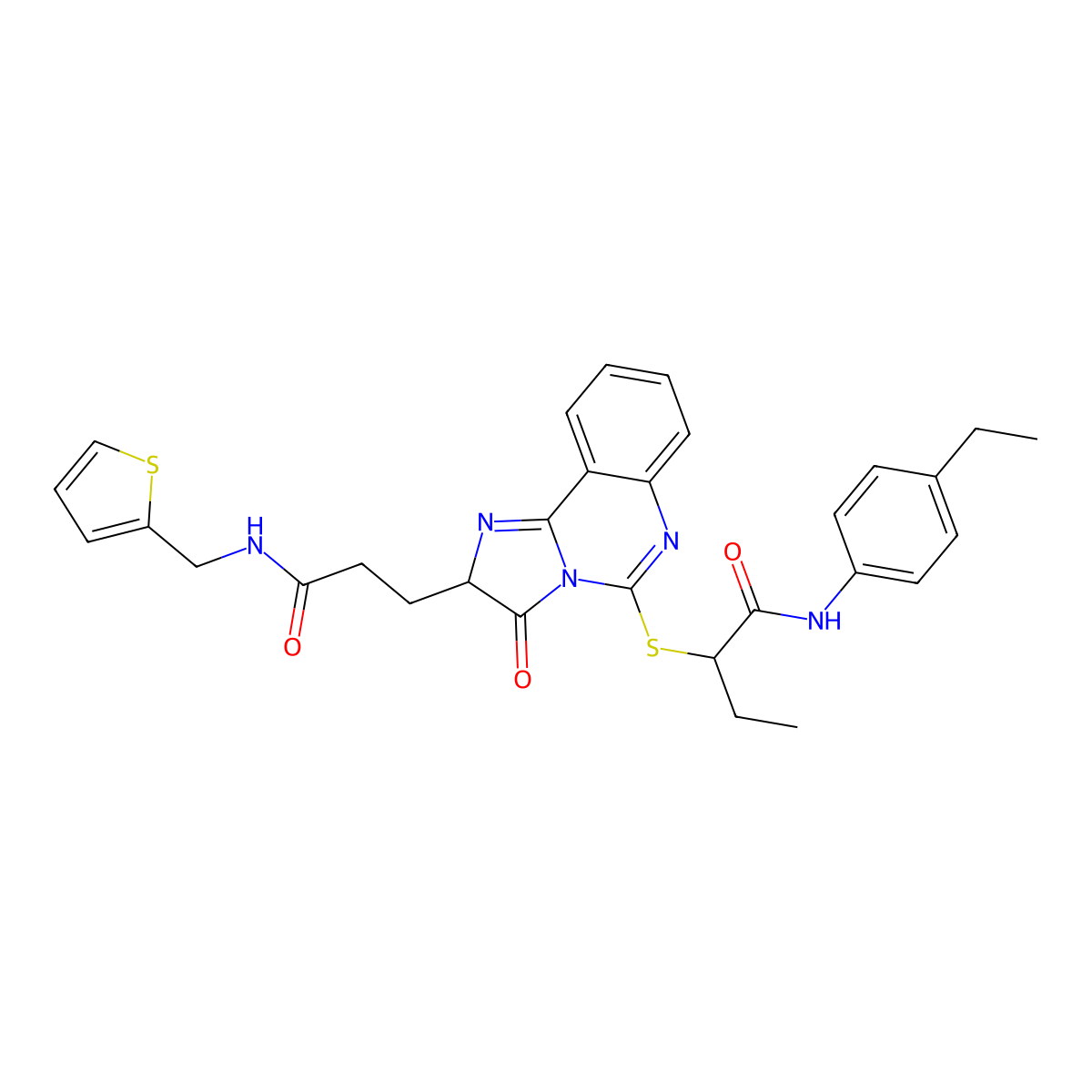 N-(4-ethylphenyl)-2-{[3-oxo-2-(2-{[(thiophen-2-yl)methyl]carbamoyl}ethyl)-2H,3H-imidazo[1,2-c]quinazolin-5-yl]sulfanyl}butanamide molecular structure, CAS 1219181-05-1