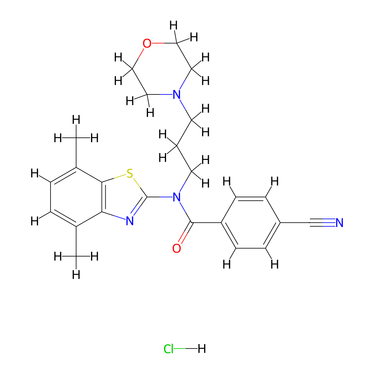 4-cyano-N-(4,7-dimethylbenzo[d]thiazol-2-yl)-N-(3-morpholinopropyl)benzamide hydrochloride molecular structure, CAS 1219181-63-1