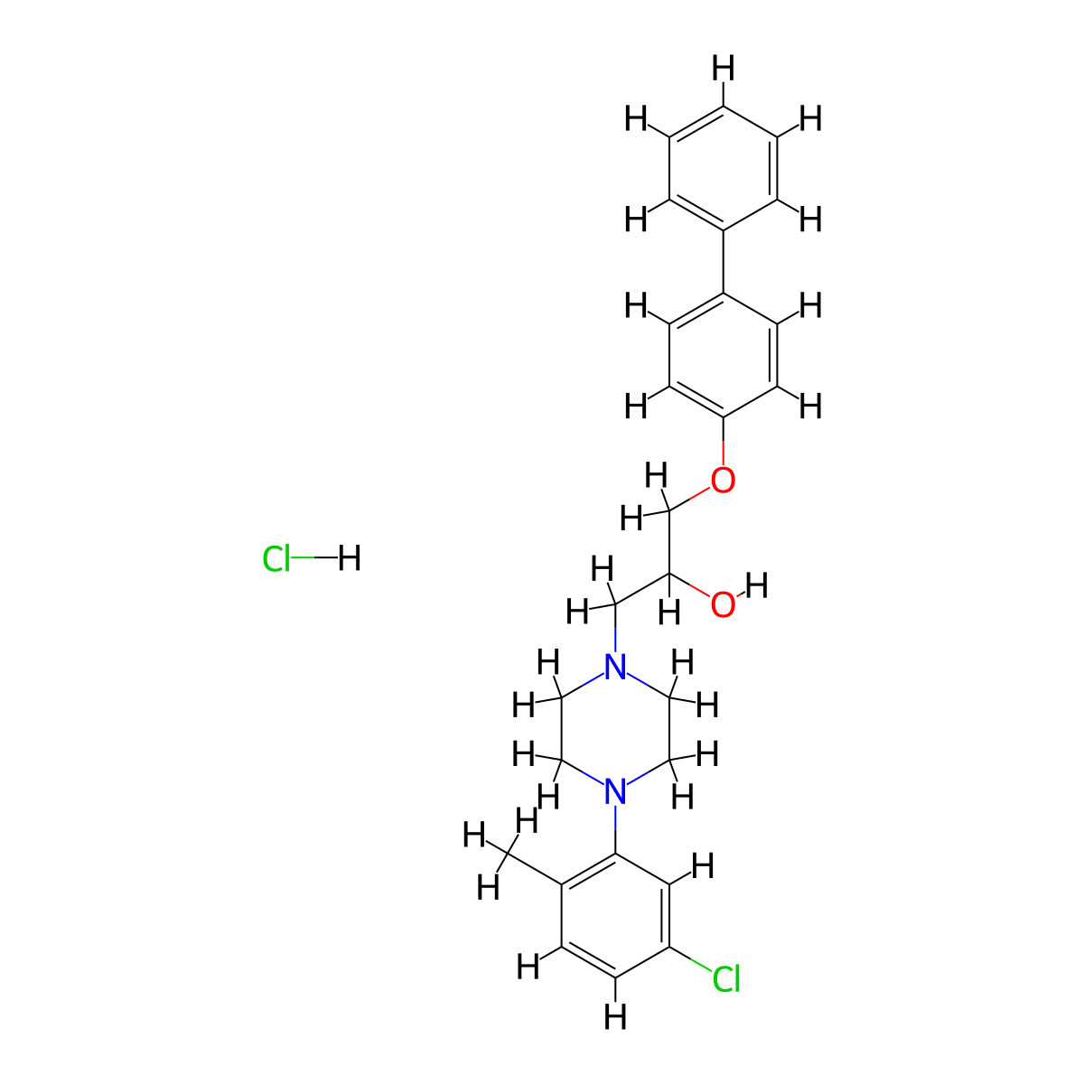1-([1,1'-Biphenyl]-4-yloxy)-3-(4-(5-chloro-2-methylphenyl)piperazin-1-yl)propan-2-ol hydrochloride molecular structure, CAS 1219182-49-6