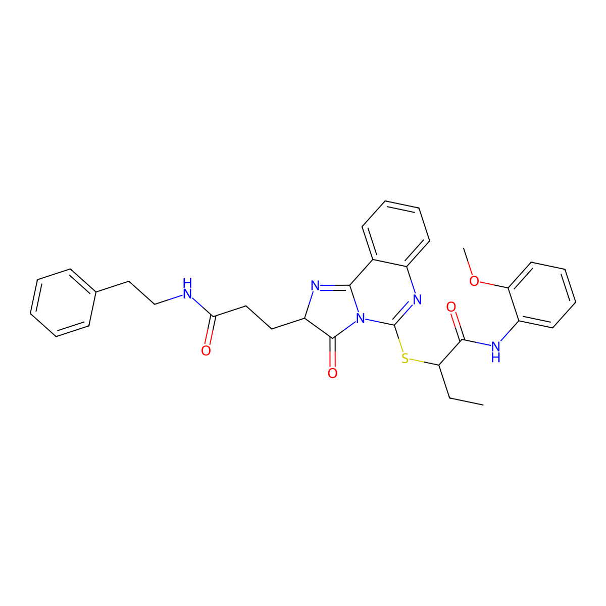 N-(2-methoxyphenyl)-2-[(3-oxo-2-{2-[(2-phenylethyl)carbamoyl]ethyl}-2H,3H-imidazo[1,2-c]quinazolin-5-yl)sulfanyl]butanamide molecular structure, CAS 1219182-76-9