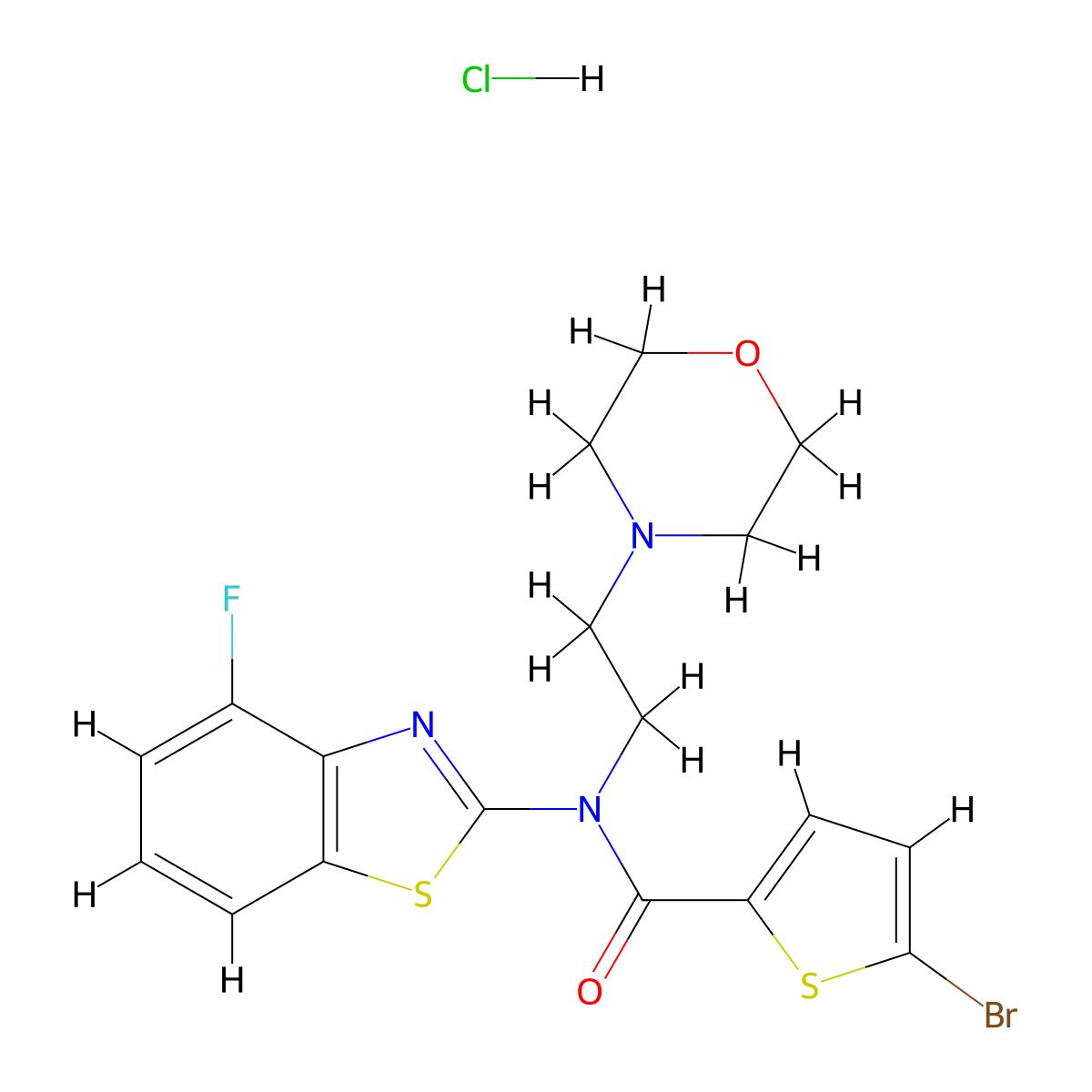 5-bromo-N-(4-fluorobenzo[d]thiazol-2-yl)-N-(2-morpholinoethyl)thiophene-2-carboxamide hydrochloride molecular structure, CAS 1219182-91-8
