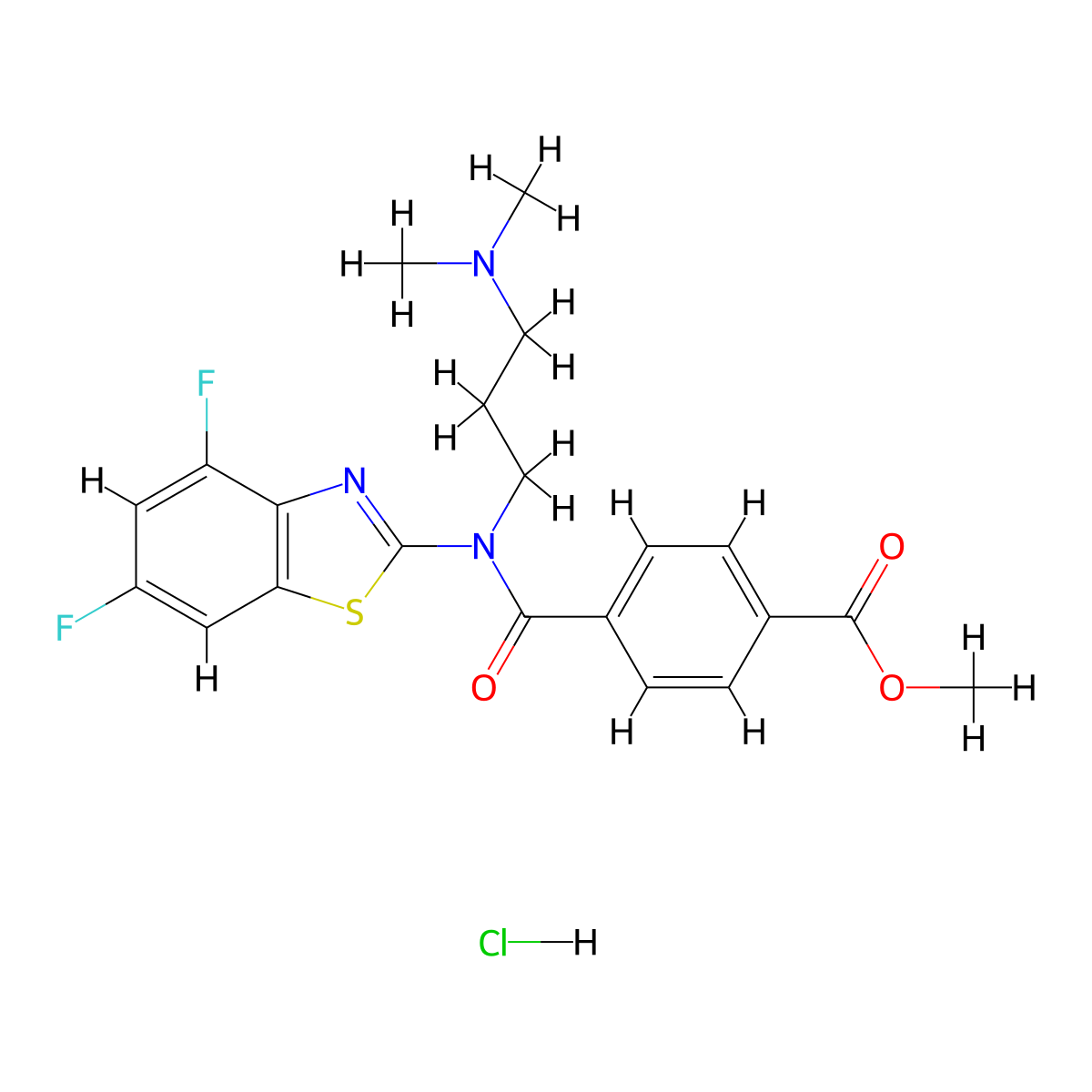 Methyl 4-((4,6-difluorobenzo[d]thiazol-2-yl)(3-(dimethylamino)propyl)carbamoyl)benzoate hydrochloride molecular structure, CAS 1219183-20-6