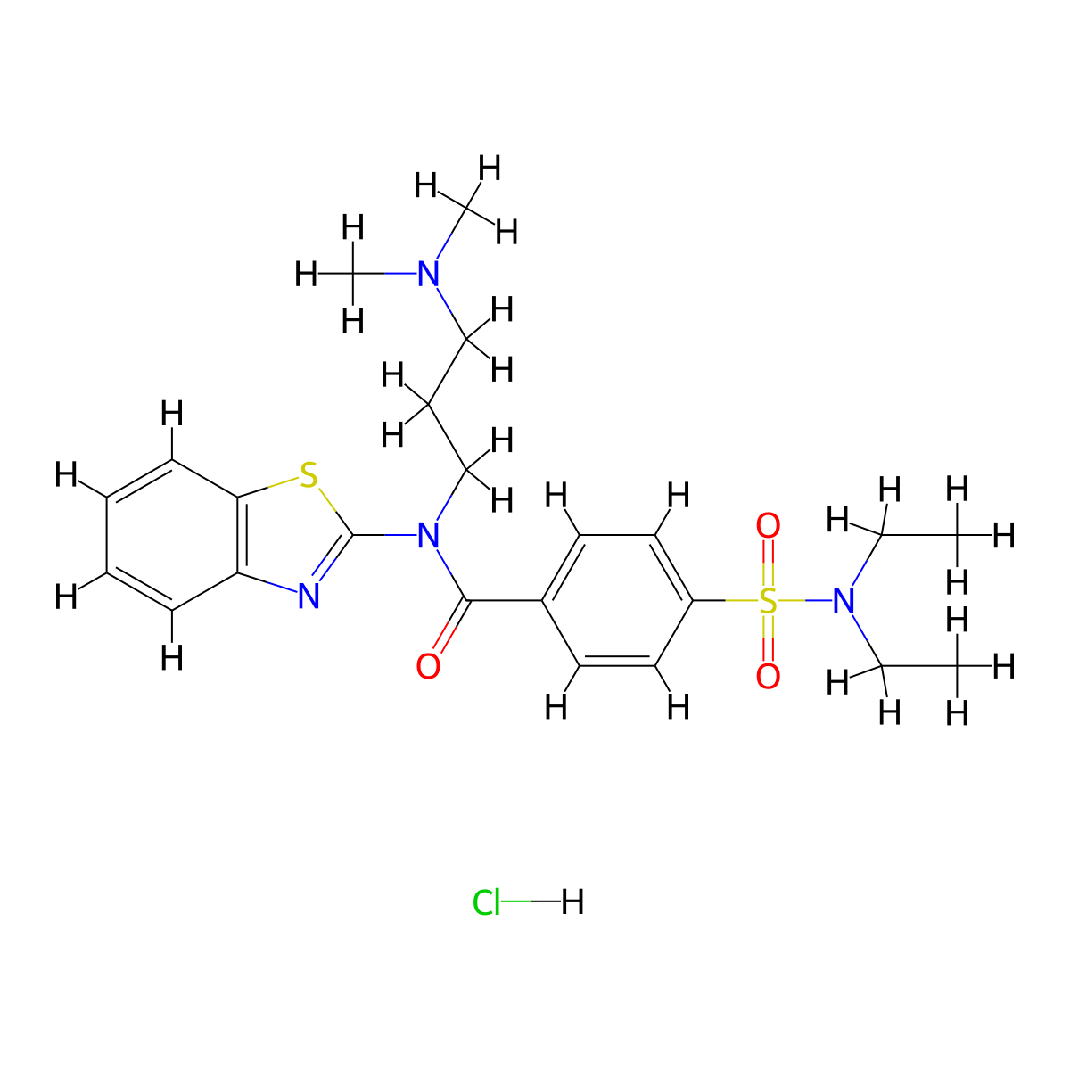 N-(benzo[d]thiazol-2-yl)-4-(N,N-diethylsulfamoyl)-N-(3-(dimethylamino)propyl)benzamide hydrochloride molecular structure, CAS 1219184-69-6
