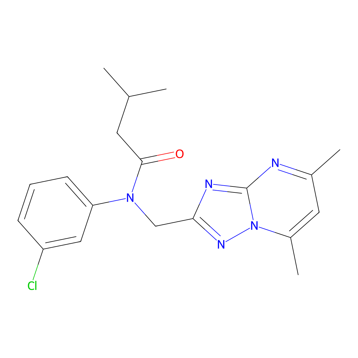 N-(3-chlorophenyl)-N-[(5,7-dimethyl[1,2,4]triazolo[1,5-a]pyrimidin-2-yl)methyl]-3-methylbutanamide molecular structure, CAS 1219184-92-5