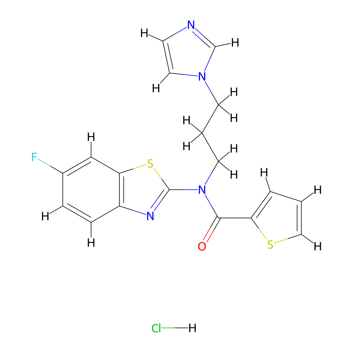 N-(3-(1H-imidazol-1-yl)propyl)-N-(6-fluorobenzo[d]thiazol-2-yl)thiophene-2-carboxamide hydrochloride molecular structure, CAS 1219185-15-5