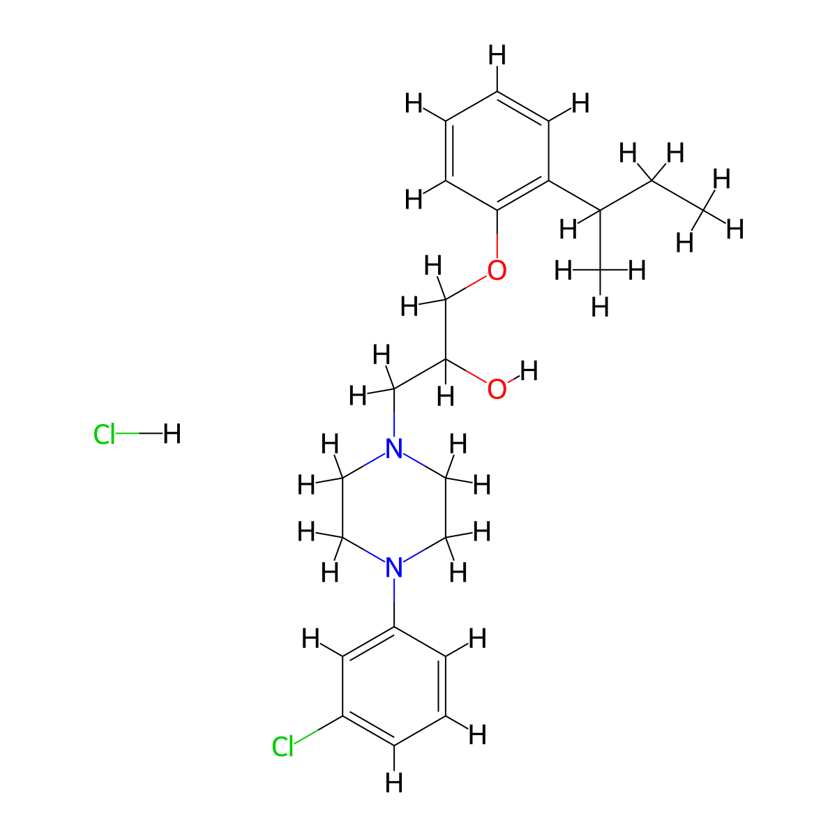 1-(2-(Sec-butyl)phenoxy)-3-(4-(3-chlorophenyl)piperazin-1-yl)propan-2-ol hydrochloride molecular structure, CAS 1219187-80-0