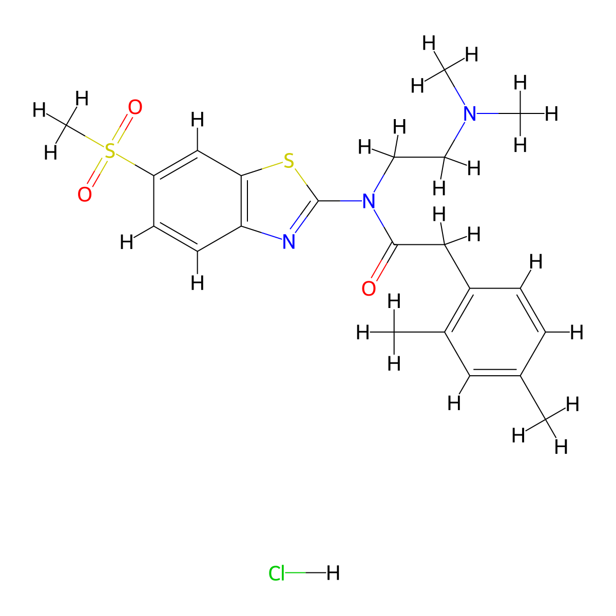 N-(2-(dimethylamino)ethyl)-2-(2,4-dimethylphenyl)-N-(6-(methylsulfonyl)benzo[d]thiazol-2-yl)acetamide hydrochloride molecular structure, CAS 1219188-40-5