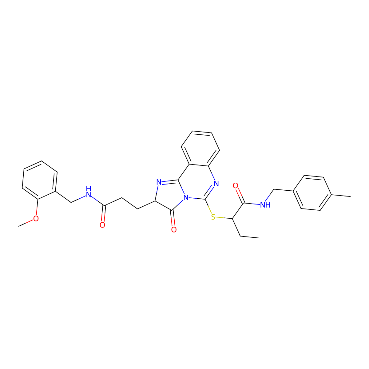 2-{[2-(2-{[(2-methoxyphenyl)methyl]carbamoyl}ethyl)-3-oxo-2H,3H-imidazo[1,2-c]quinazolin-5-yl]sulfanyl}-N-[(4-methylphenyl)methyl]butanamide molecular structure, CAS 1219189-20-4