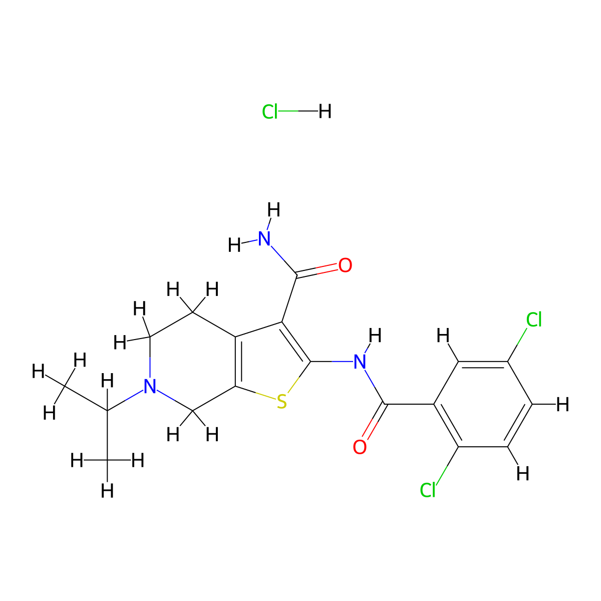 2-(2,5-Dichlorobenzamido)-6-isopropyl-4,5,6,7-tetrahydrothieno[2,3-c]pyridine-3-carboxamide hydrochloride molecular structure, CAS 1219189-56-6