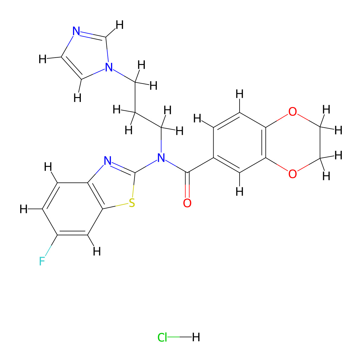 N-(3-(1H-imidazol-1-yl)propyl)-N-(6-fluorobenzo[d]thiazol-2-yl)-2,3-dihydrobenzo[b][1,4]dioxine-6-carboxamide hydrochloride molecular structure, CAS 1219189-66-8