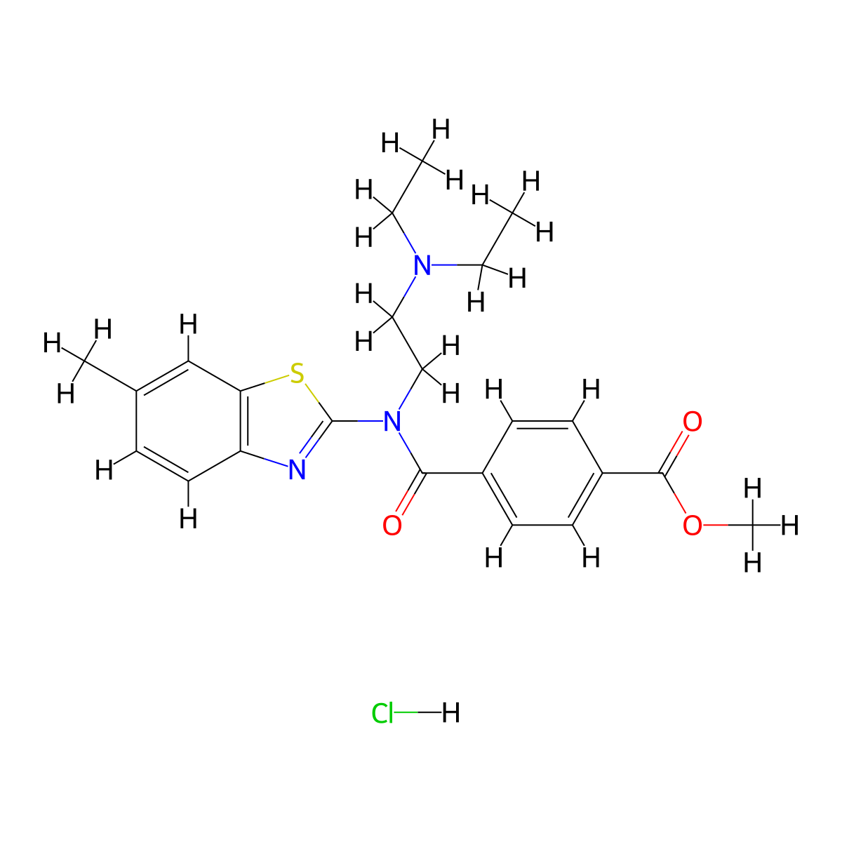 Methyl 4-((2-(diethylamino)ethyl)(6-methylbenzo[d]thiazol-2-yl)carbamoyl)benzoate hydrochloride molecular structure, CAS 1219190-43-8