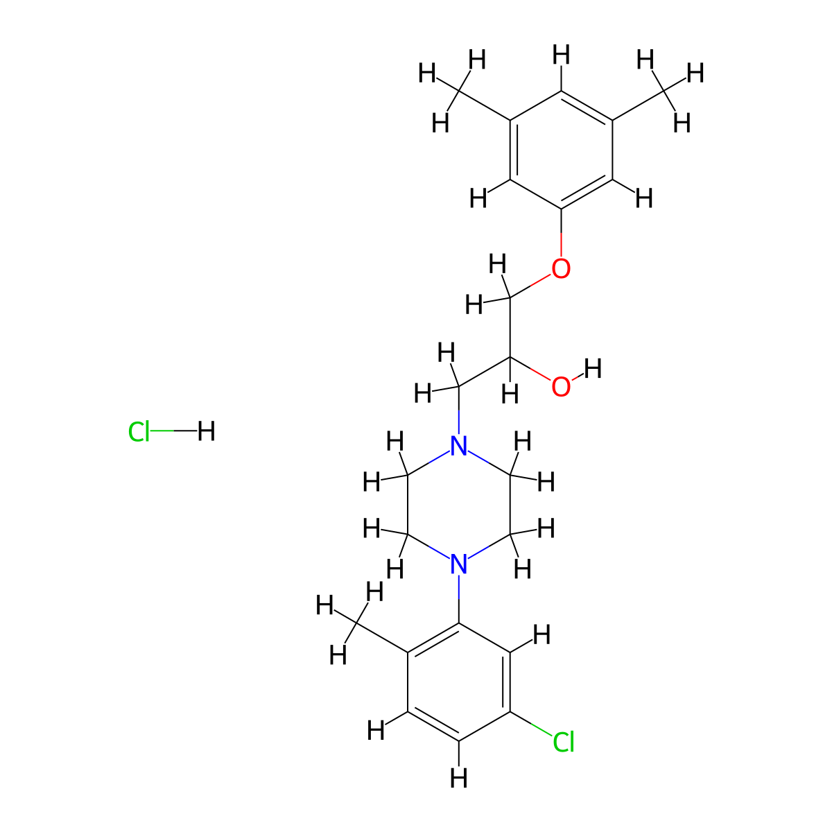 1-[4-(5-Chloro-2-methylphenyl)piperazin-1-YL]-3-(3,5-dimethylphenoxy)propan-2-OL hydrochloride molecular structure, CAS 1219190-73-4