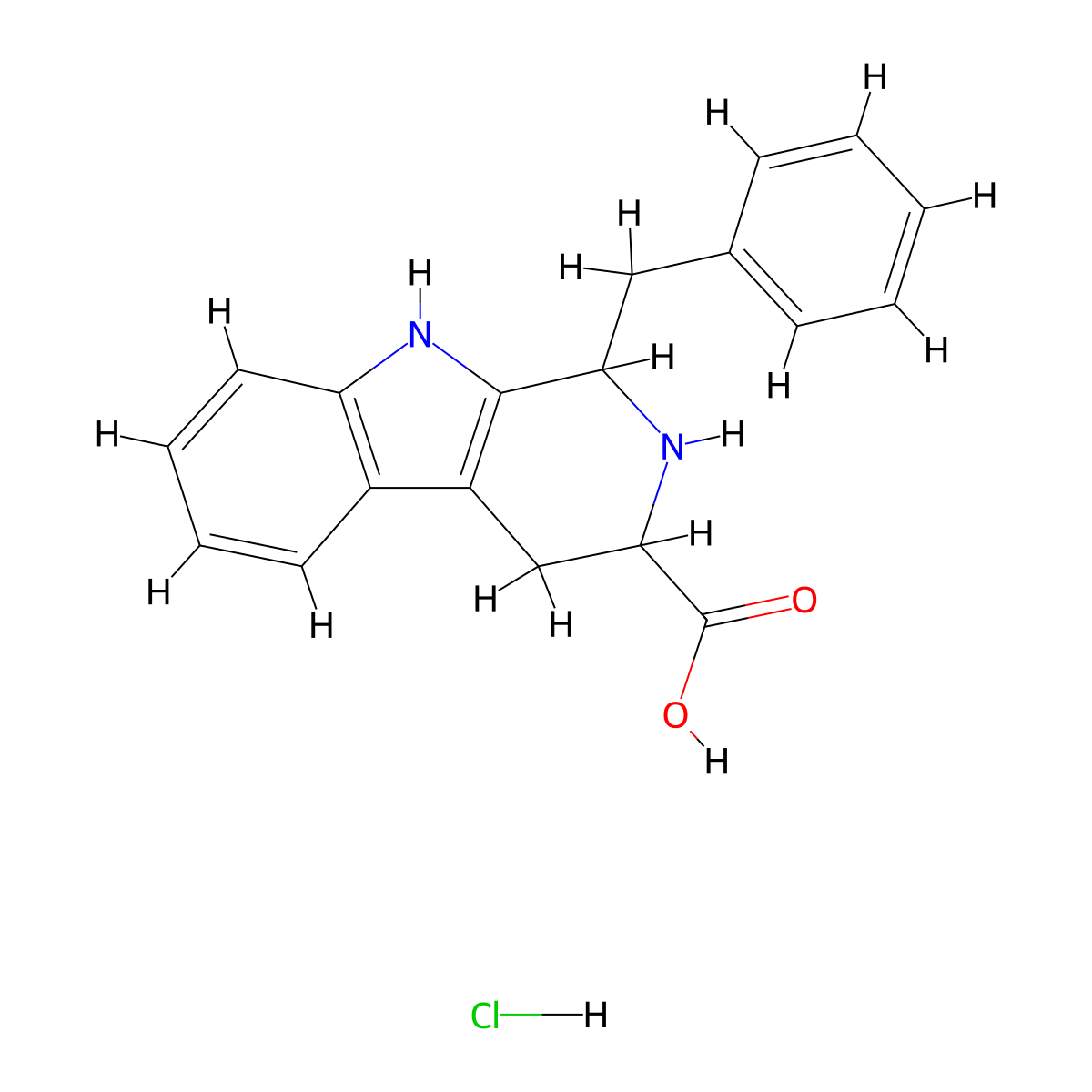 1-Benzyl-2,3,4,9-tetrahydro-1H-beta-carboline-3-carboxylic acid hydrochloride molecular structure, CAS 1219192-19-4