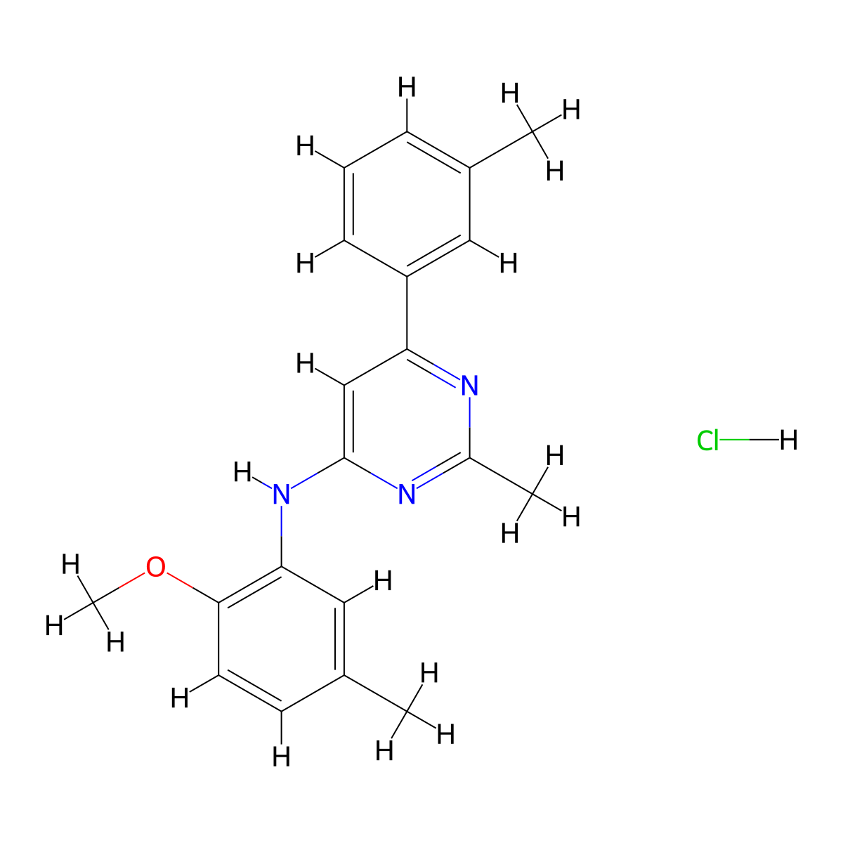 N-(2-Methoxy-5-methylphenyl)-2-methyl-6-(3-methylphenyl)pyrimidin-4-amine hydrochloride molecular structure, CAS 1219193-39-1