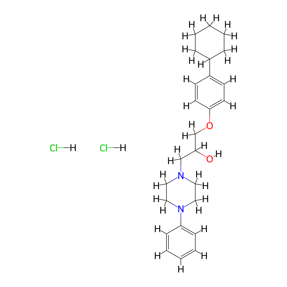 1-(4-Cyclohexylphenoxy)-3-(4-phenylpiperazin-1-yl)propan-2-ol dihydrochloride molecular structure, CAS 1219194-00-9