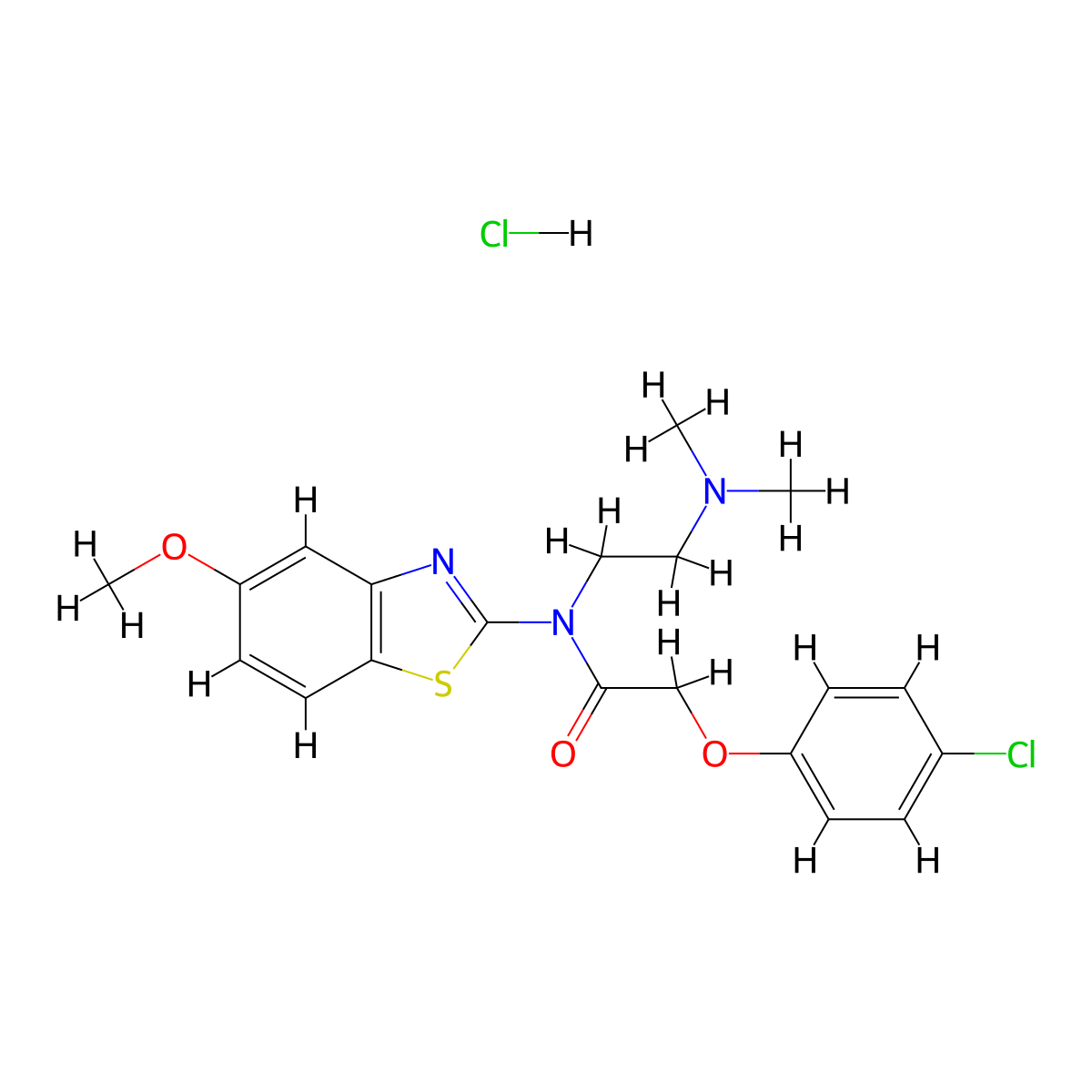 2-(4-chlorophenoxy)-N-(2-(dimethylamino)ethyl)-N-(5-methoxybenzo[d]thiazol-2-yl)acetamide hydrochloride molecular structure, CAS 1219195-66-0