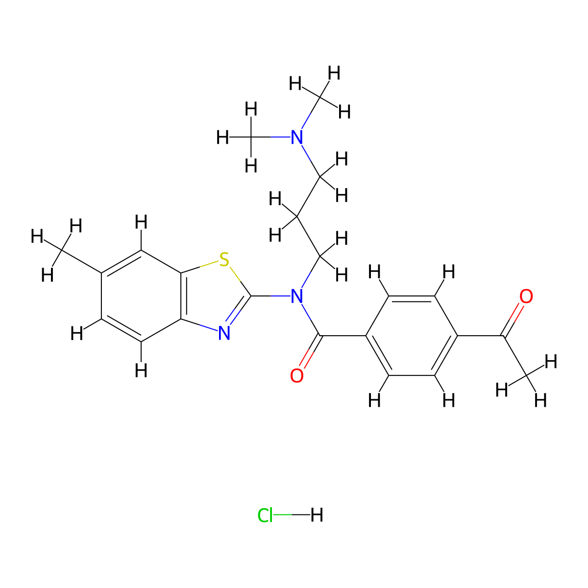 4-acetyl-N-(3-(dimethylamino)propyl)-N-(6-methylbenzo[d]thiazol-2-yl)benzamide hydrochloride molecular structure, CAS 1219197-25-7