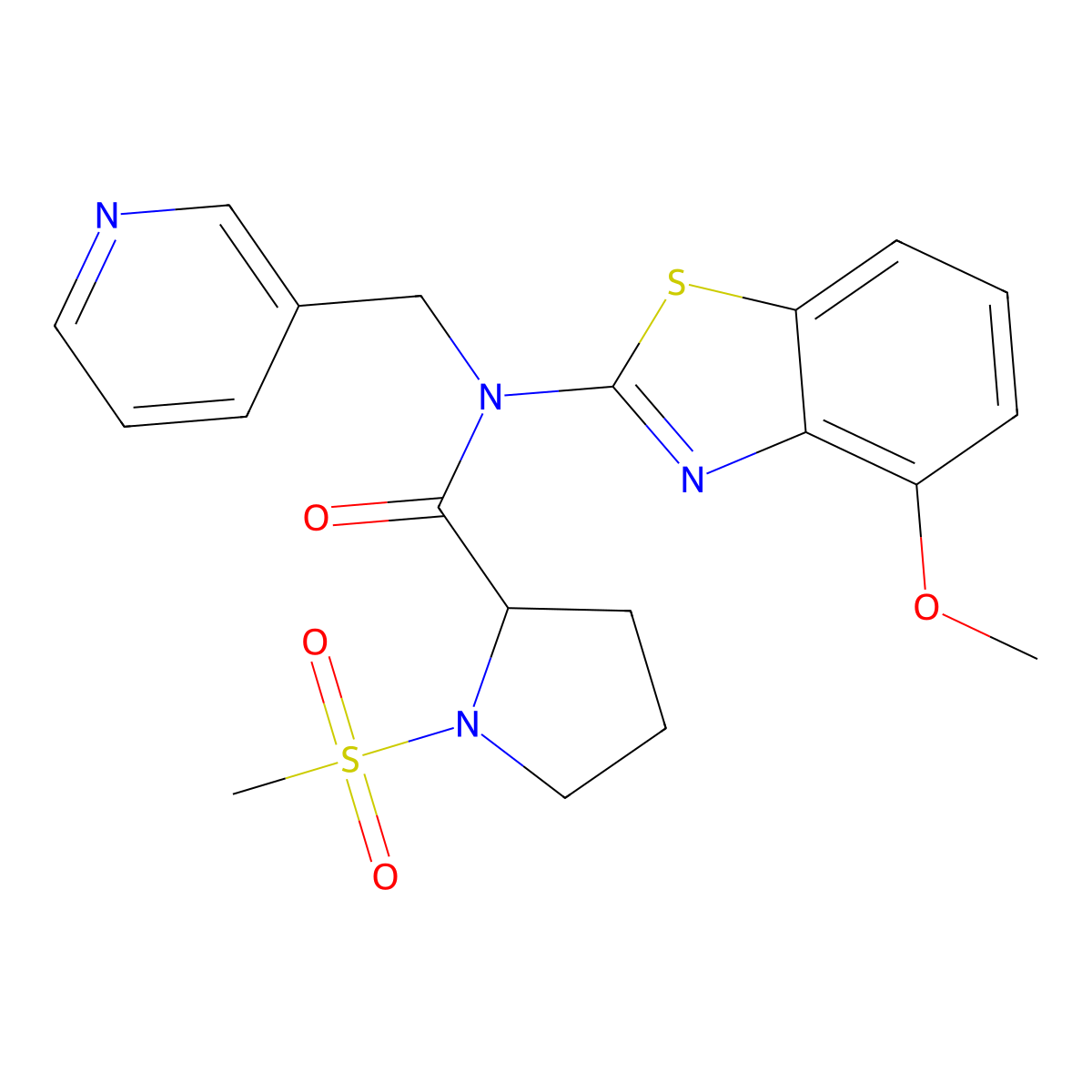N-(4-methoxybenzo[d]thiazol-2-yl)-1-(methylsulfonyl)-N-(pyridin-3-ylmethyl)pyrrolidine-2-carboxamide molecular structure, CAS 1219197-77-9