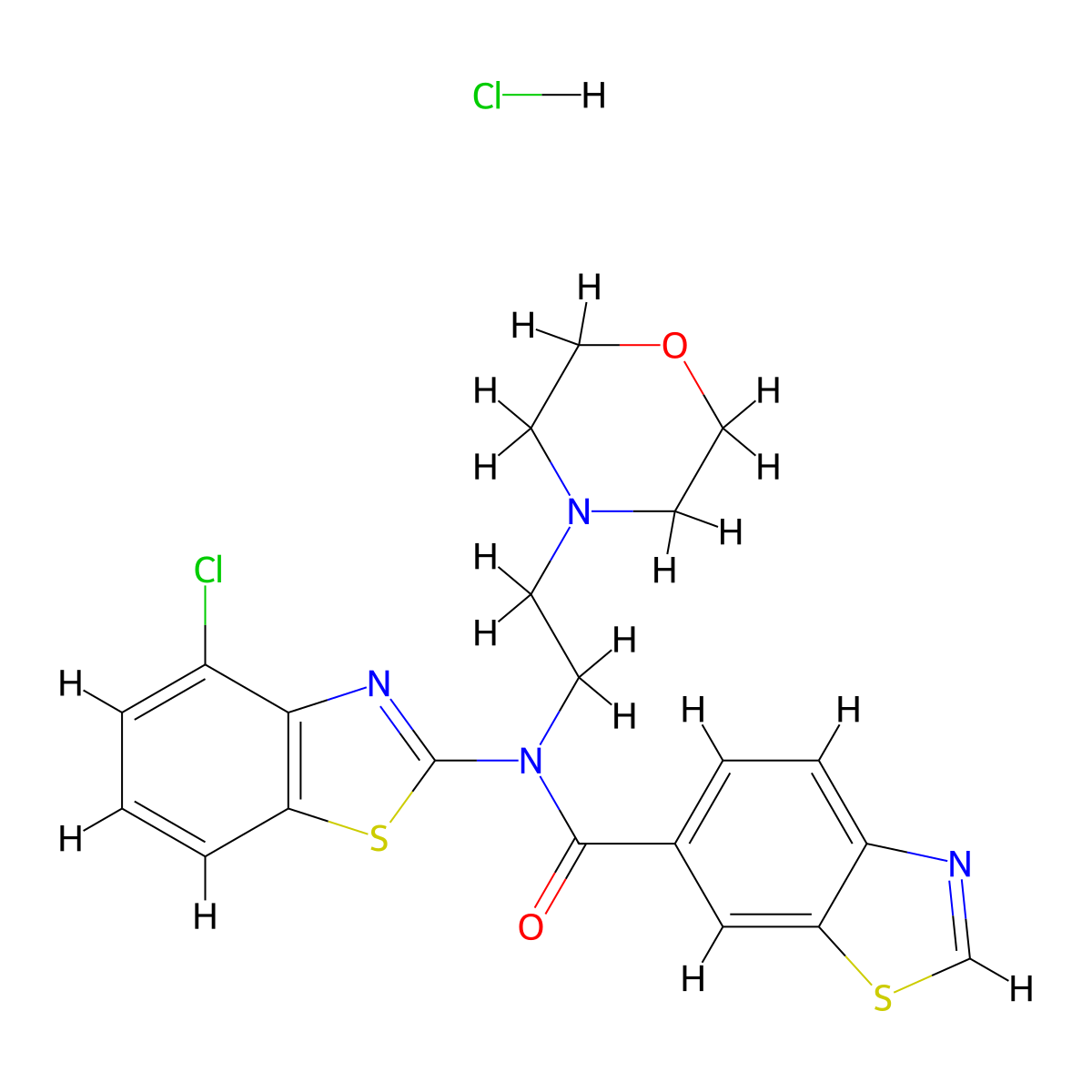 N-(4-chlorobenzo[d]thiazol-2-yl)-N-(2-morpholinoethyl)benzo[d]thiazole-6-carboxamide hydrochloride molecular structure, CAS 1219199-13-9