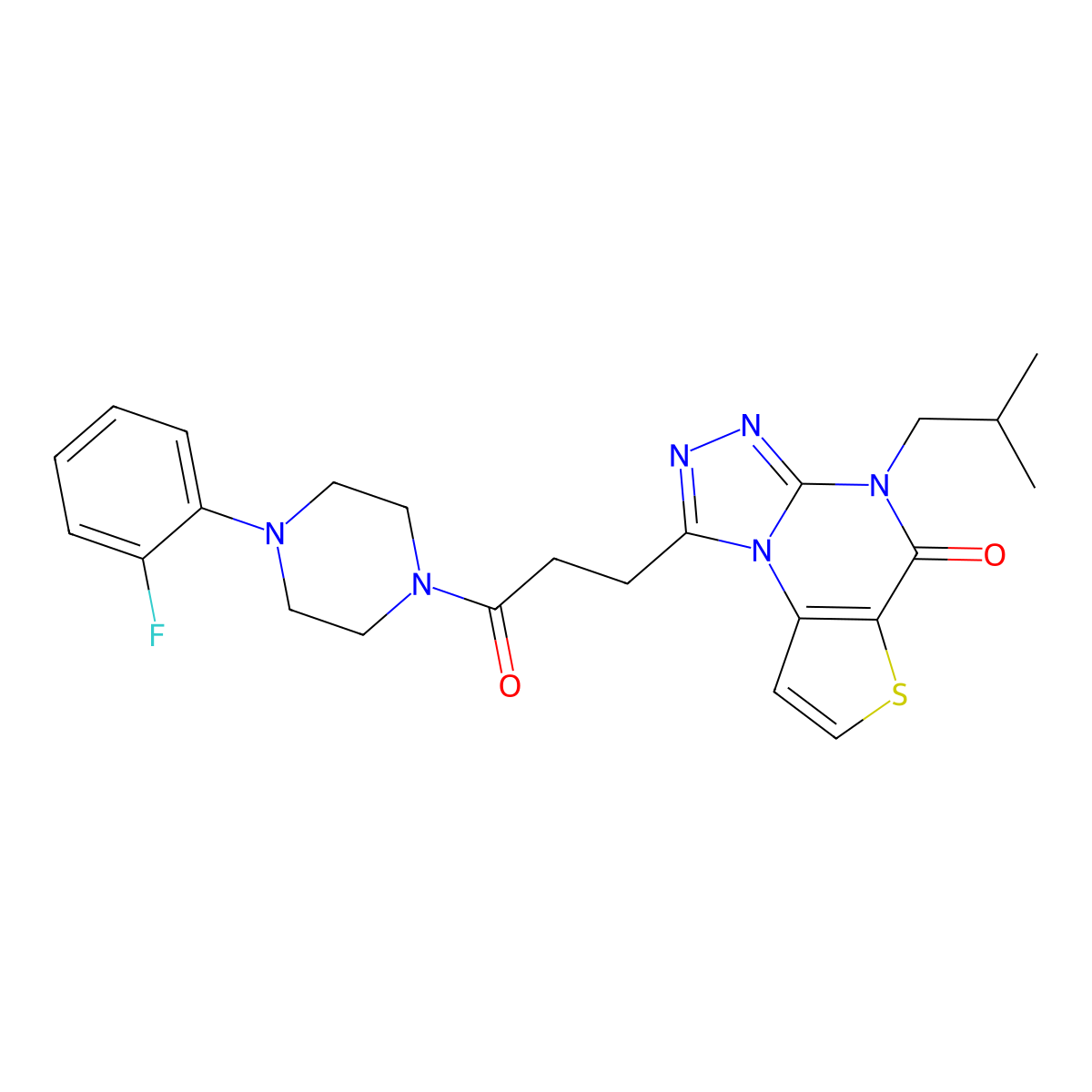 1-(3-(4-(2-fluorophenyl)piperazin-1-yl)-3-oxopropyl)-4-isobutylthieno[2,3-e][1,2,4]triazolo[4,3-a]pyrimidin-5(4H)-one molecular structure, CAS 1219200-52-8