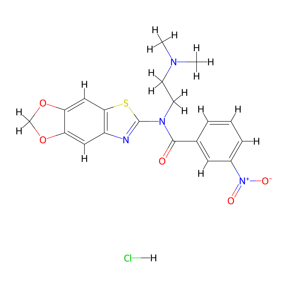 N-[2-(dimethylamino)ethyl]-N-{4,6-dioxa-10-thia-12-azatricyclo[7.3.0.0^{3,7}]dodeca-1(9),2,7,11-tetraen-11-yl}-3-nitrobenzamide hydrochloride molecular structure, CAS 1219201-94-1
