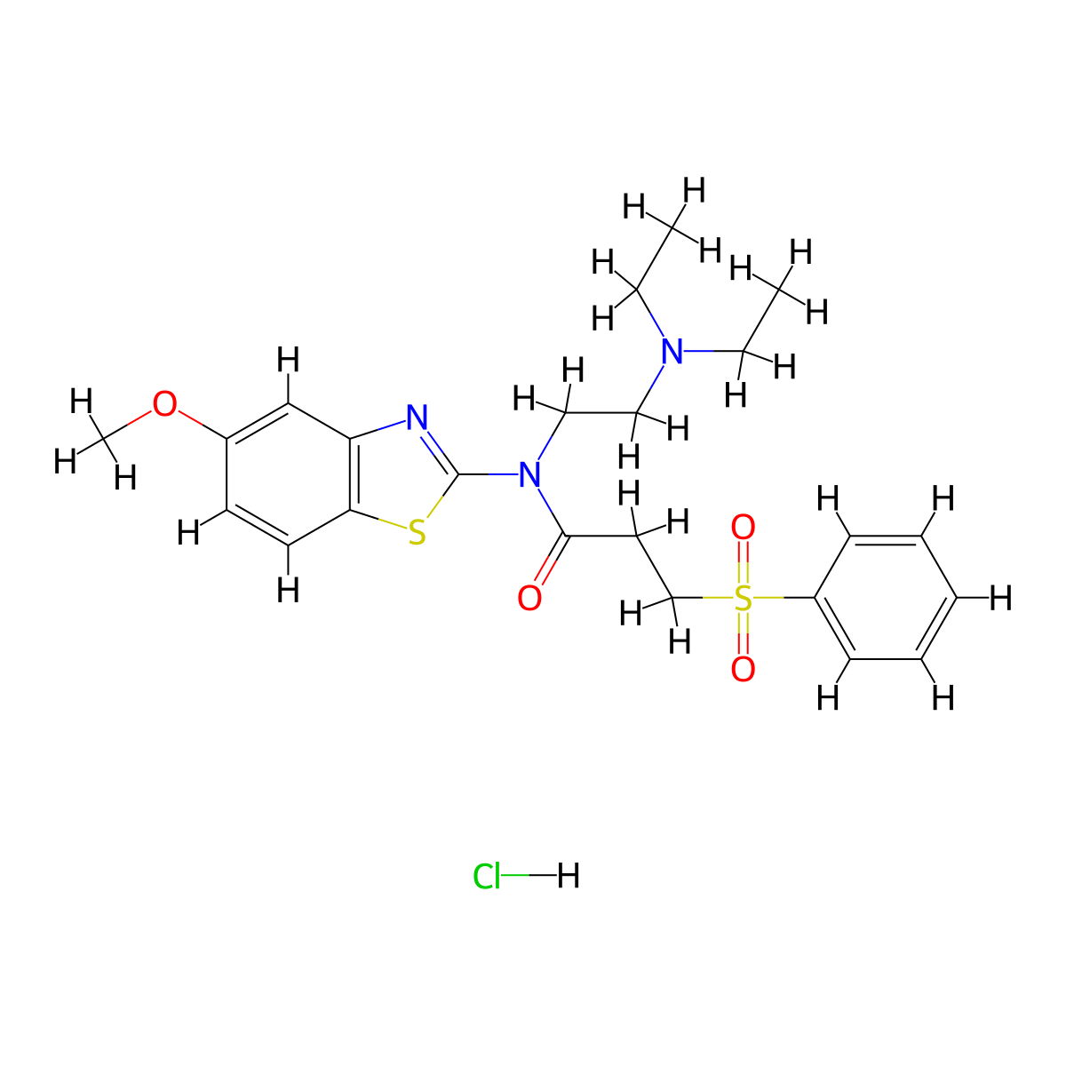 N-(2-(diethylamino)ethyl)-N-(5-methoxybenzo[d]thiazol-2-yl)-3-(phenylsulfonyl)propanamide hydrochloride molecular structure, CAS 1219202-10-4