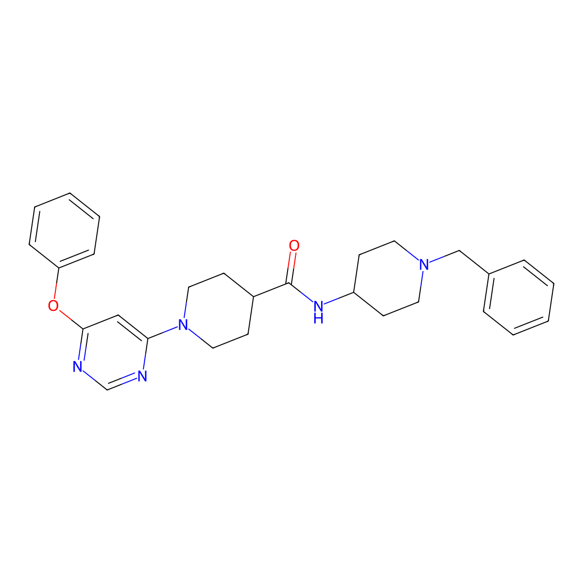 N-(1-benzylpiperidin-4-yl)-1-(6-phenoxypyrimidin-4-yl)piperidine-4-carboxamide molecular structure, CAS 1219202-19-3