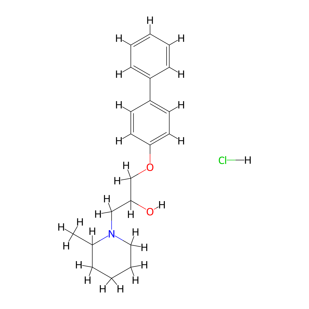 1-([1,1'-Biphenyl]-4-yloxy)-3-(2-methylpiperidin-1-yl)propan-2-ol hydrochloride molecular structure, CAS 1219205-34-1