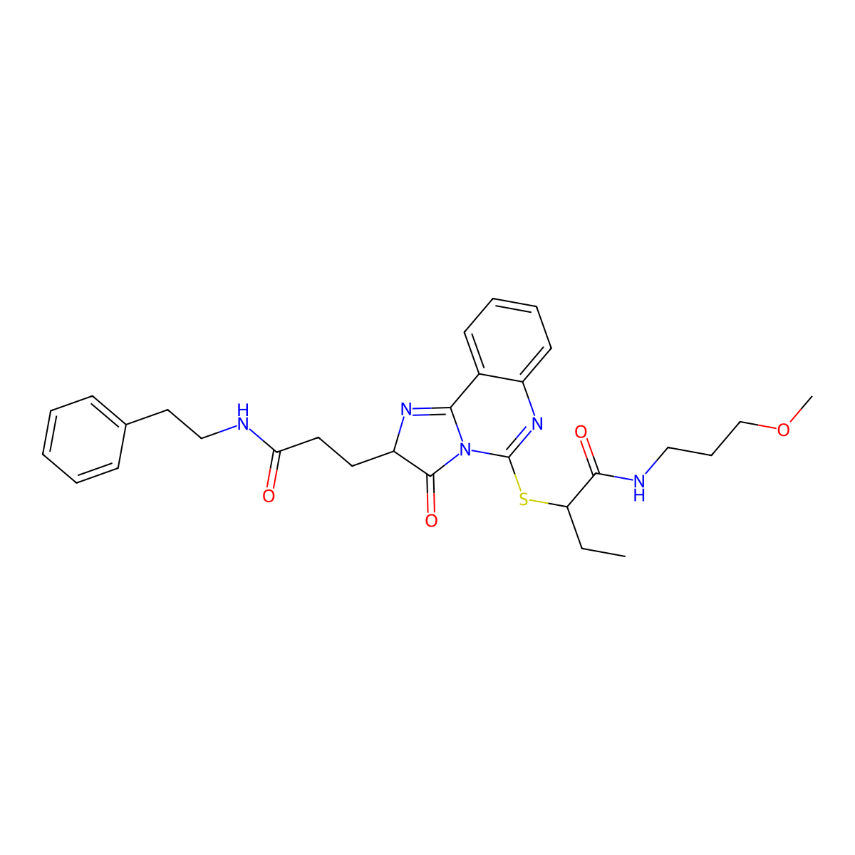 N-(3-methoxypropyl)-2-[(3-oxo-2-{2-[(2-phenylethyl)carbamoyl]ethyl}-2H,3H-imidazo[1,2-c]quinazolin-5-yl)sulfanyl]butanamide molecular structure, CAS 1219206-45-7