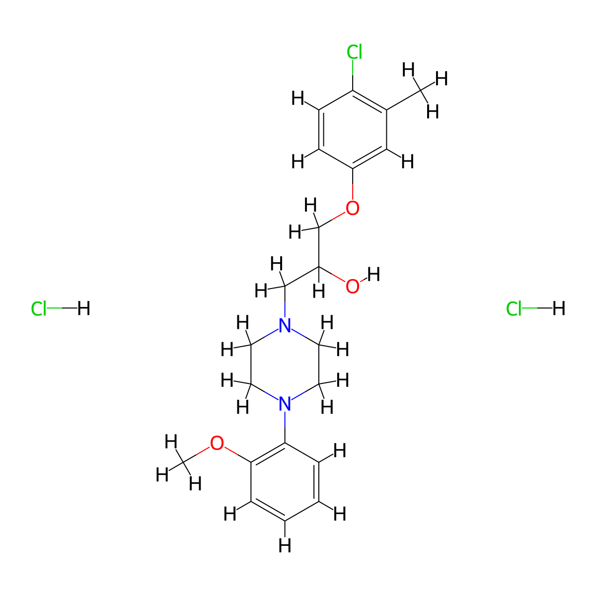 1-(4-Chloro-3-methylphenoxy)-3-(4-(2-methoxyphenyl)piperazin-1-yl)propan-2-ol dihydrochloride molecular structure, CAS 1219207-29-0