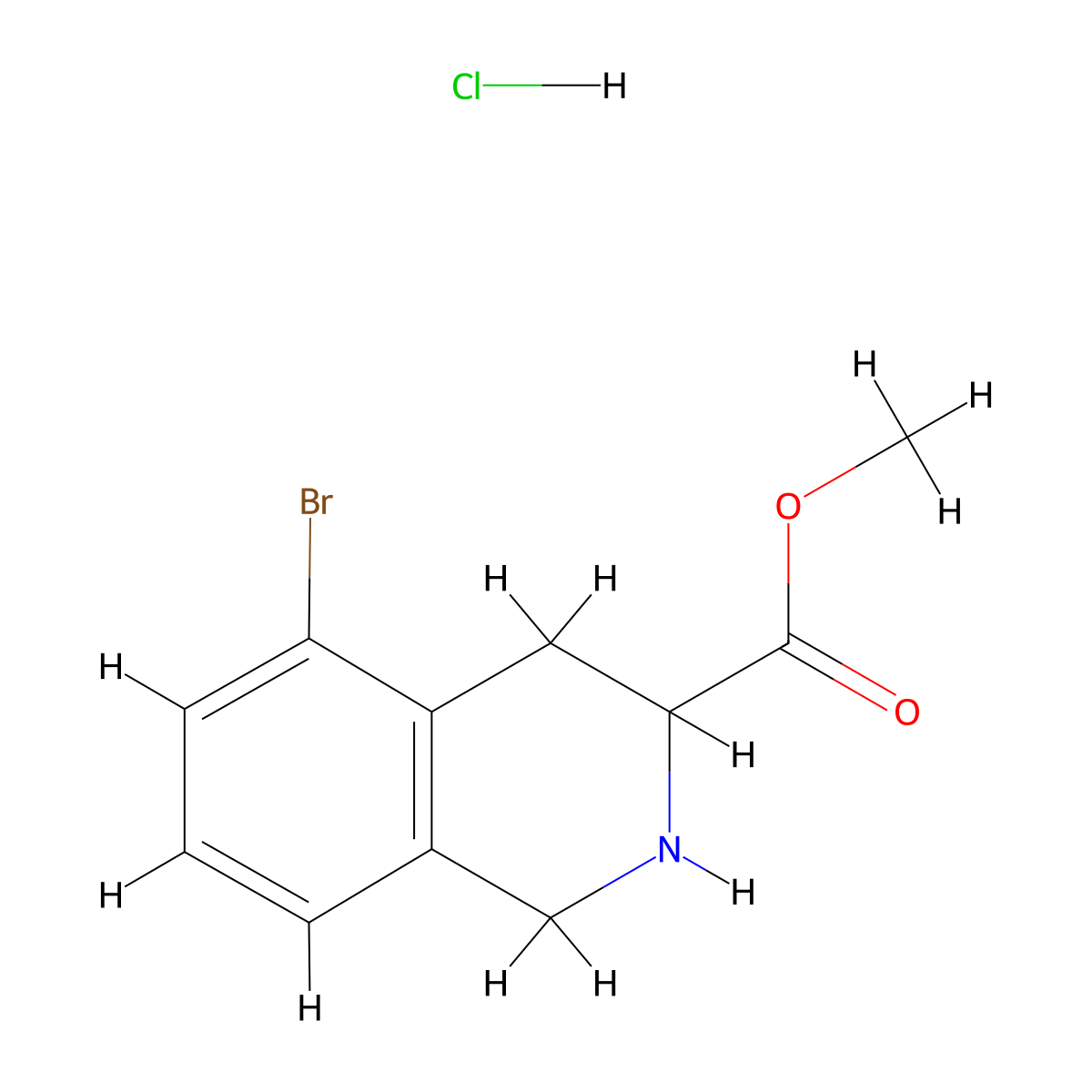 Methyl 5-bromo-1,2,3,4-tetrahydroisoquinoline-3-carboxylate hydrochloride molecular structure, CAS 1219210-17-9
