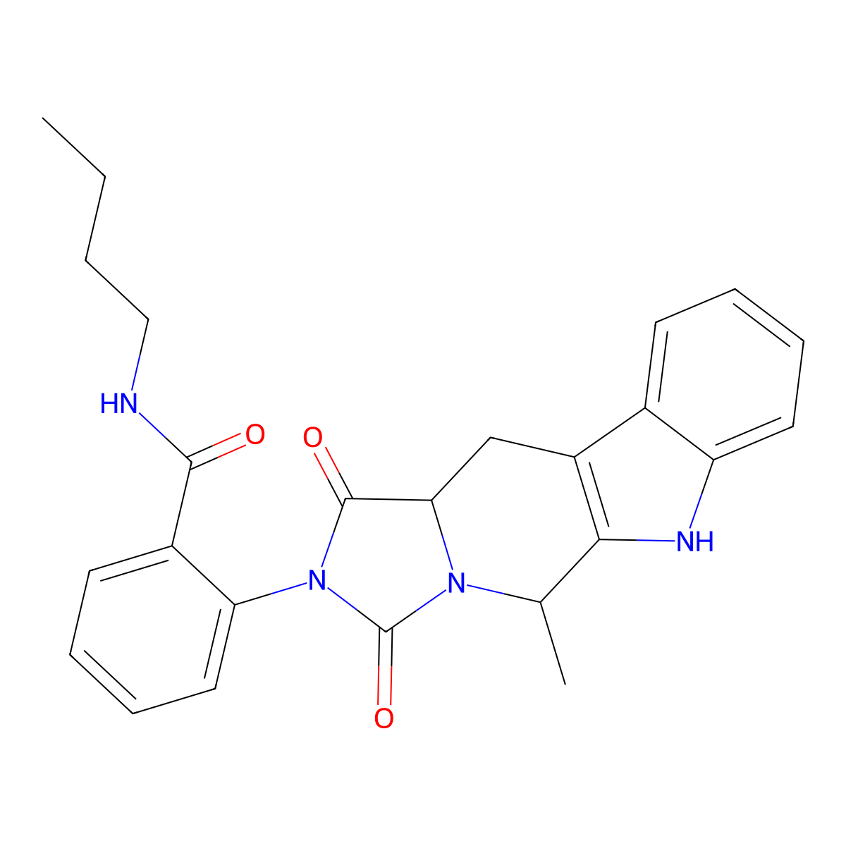 N-butyl-2-(10-methyl-12,14-dioxo-8,11,13-triazatetracyclo[7.7.0.02,7.011,15]hexadeca-1(9),2,4,6-tetraen-13-yl)benzamide molecular structure, CAS 1219210-18-0